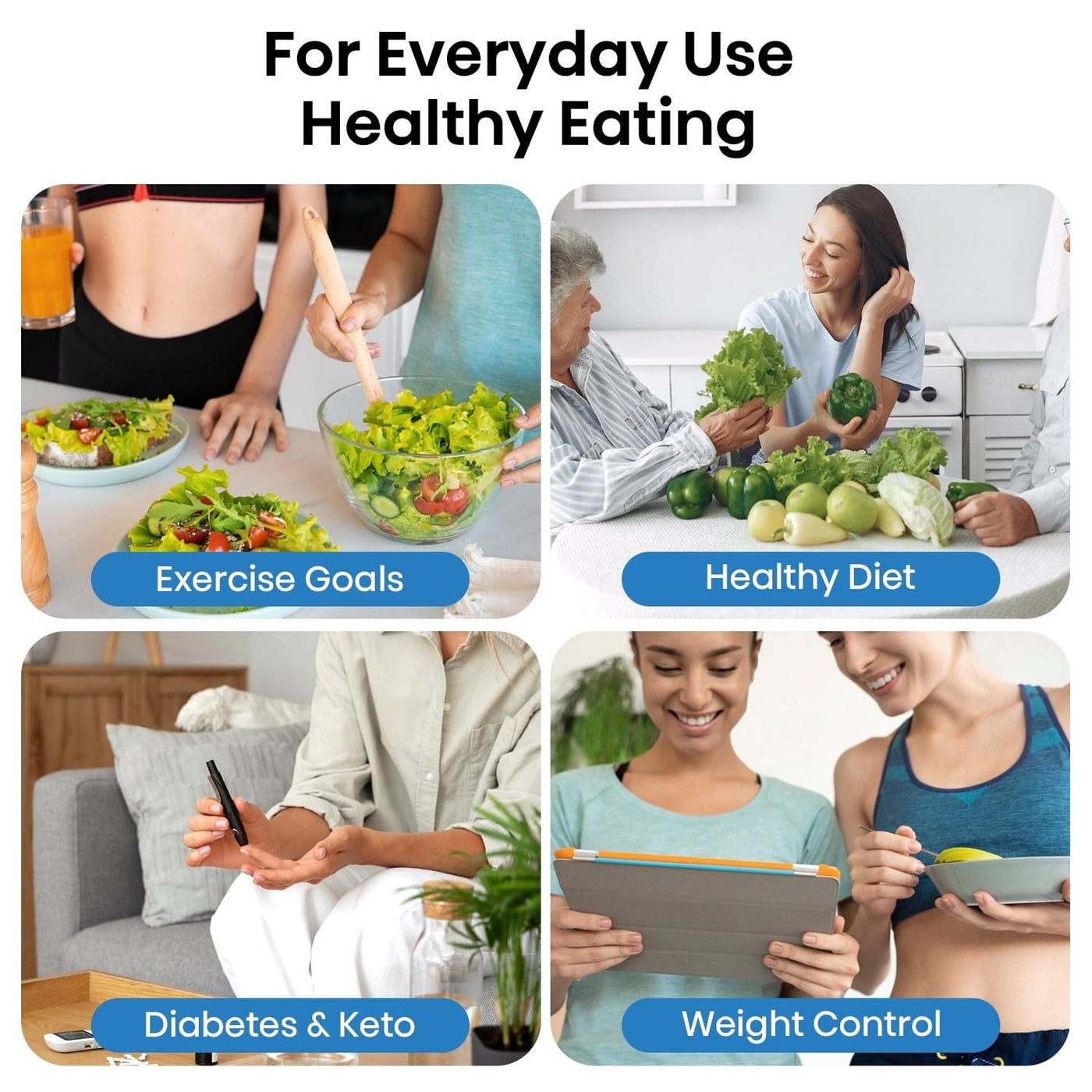 Digital Kitchen Scale with App, Bluetooth Smart Food Weight Scale, Stainless Steel, Metal, 11lbs/5kg