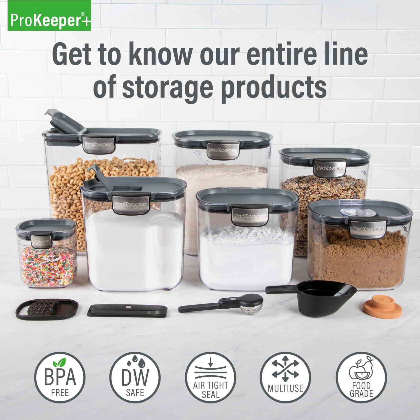 Brown Sugar + Airtight Container with Terra Cotta Stone for Food Storage, Made for Pantry Organization and Food Storage