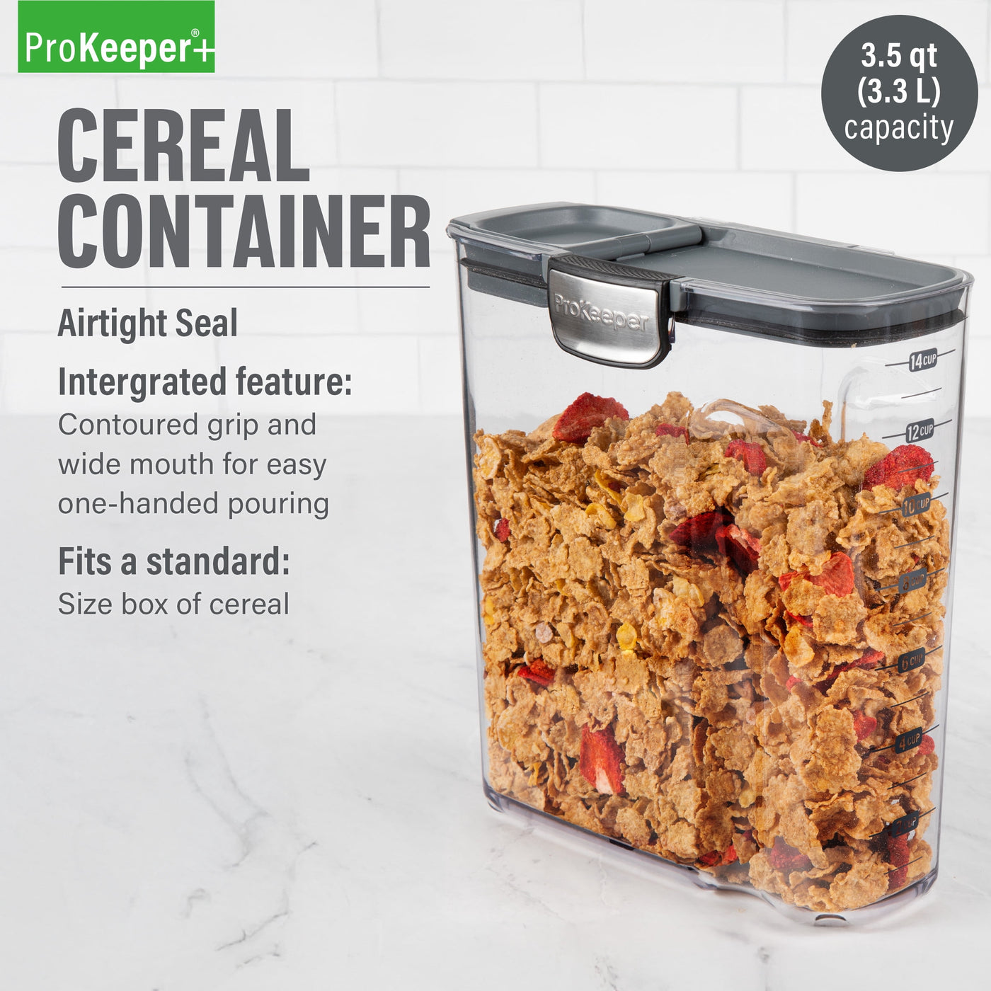 + Cereal Airtight Food Storage Container 14 Cups, Designed to Help with Pantry Organization and Food Storage