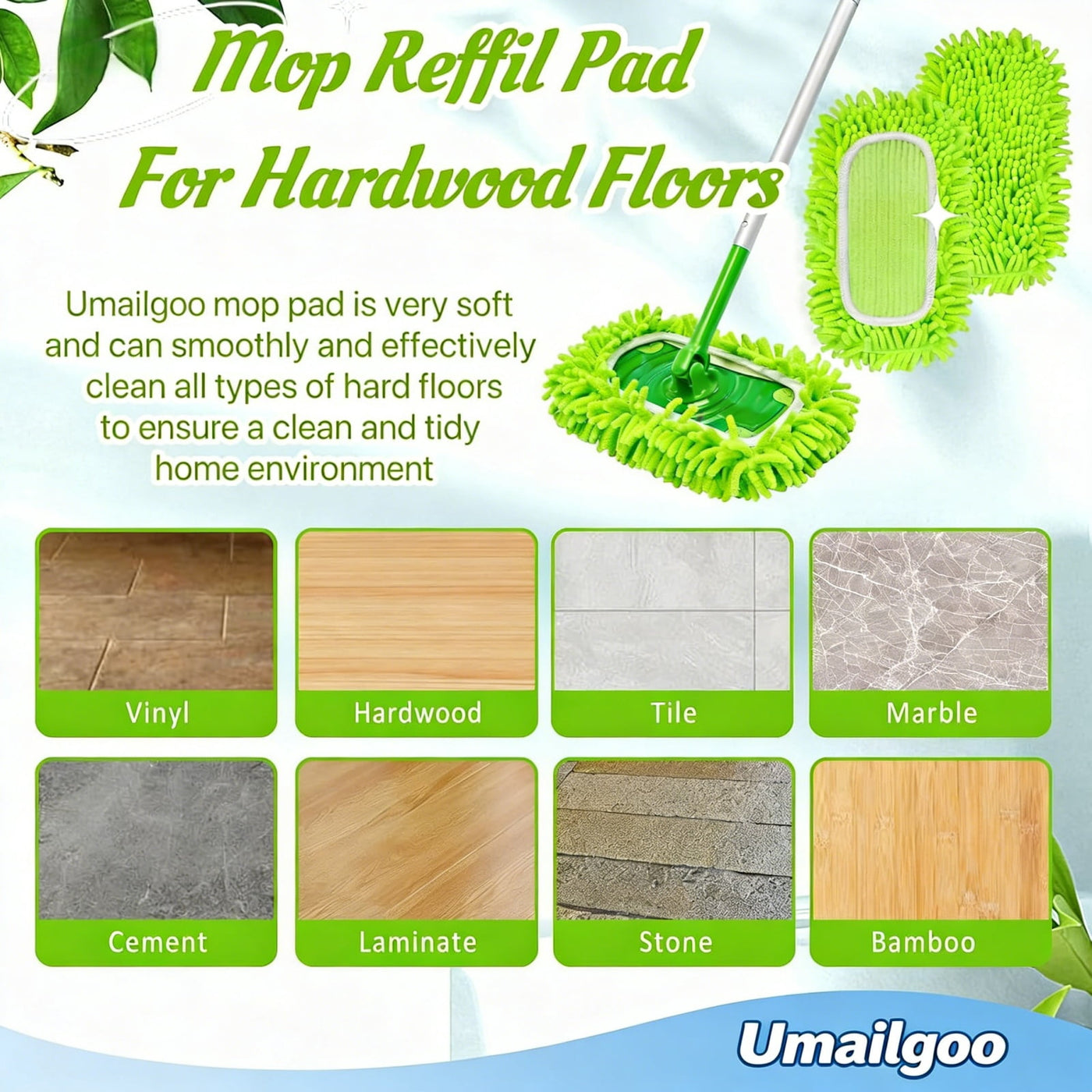 4-Piece Reusable Microfiber Mop Pads Compatible with Sweeper Mop, Replacement Wet Mopping Pad Refills and Washable Dry Sweeping Cloths for