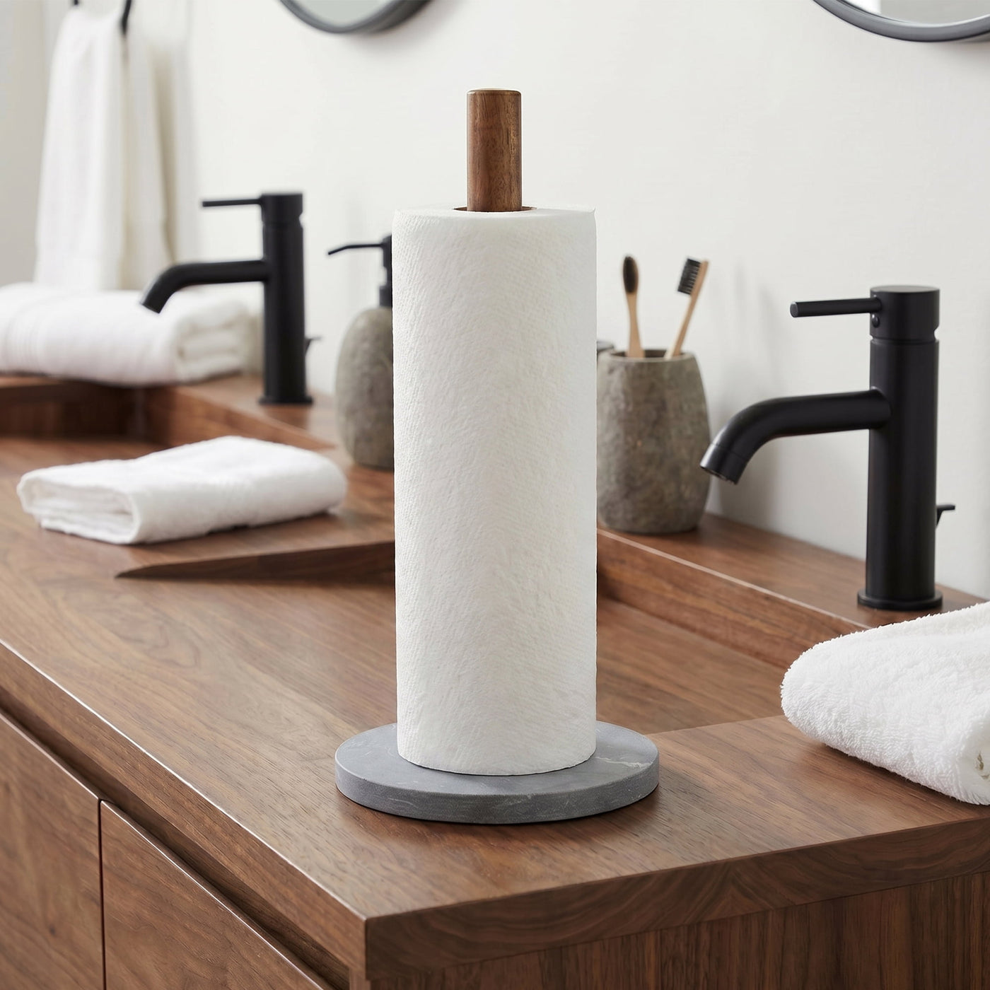 Paper Towel Holder Countertop Non-slip Base Marble Color E 12.6x5.9inch, for Drying Dishes, Wiping Counters and Everyday Kitchen Cleaning