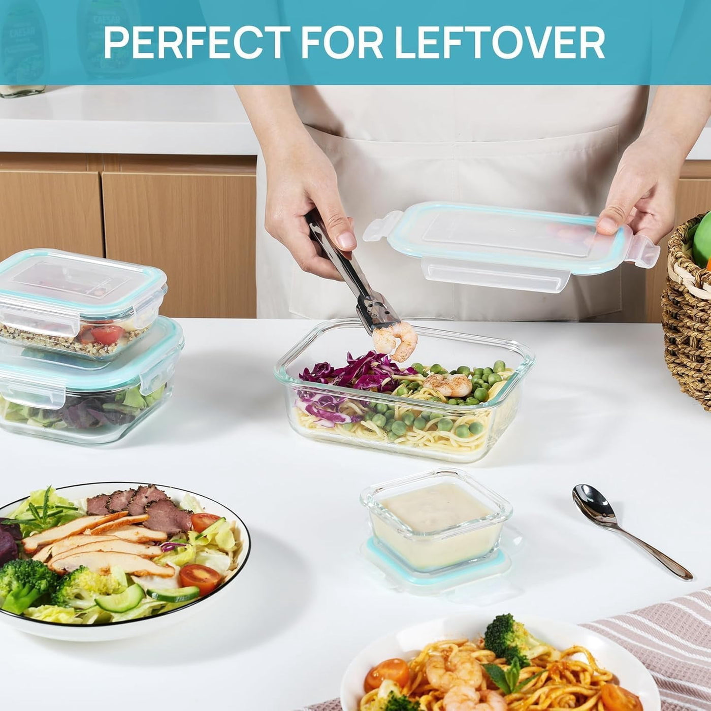 8-Pack Glass Meal Prep Containers with Airtight Lids, Meal Prep Containers Glass, Lunch Office Meal for Microwave, Oven, Freezer and Dishwasher