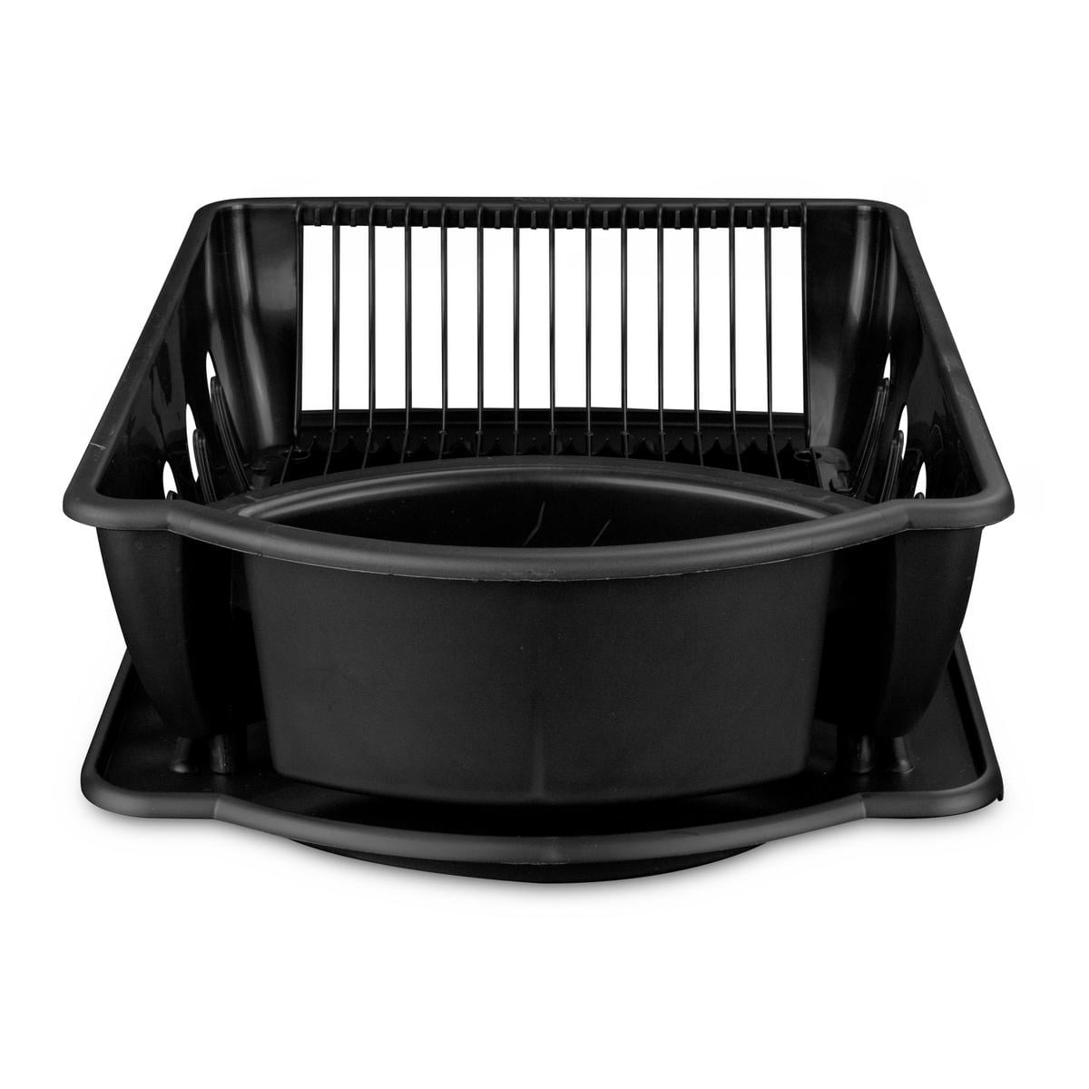 Dish Drying Rack, Heavy Duty Hard Plastic Drying Rack, Dish Drainer for Kitchen Counter with Drainboard Set, with Silverware Holder