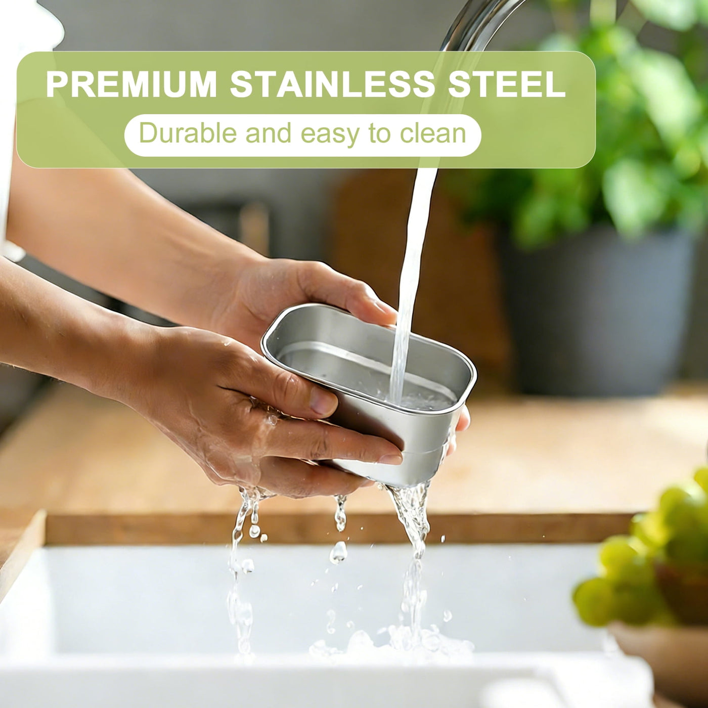 4‑Compartment Stainless Steel Snack Box with Lid, Food‑grade Divided Storage Container for Fruits, Nuts, Spices, and Meal Prep