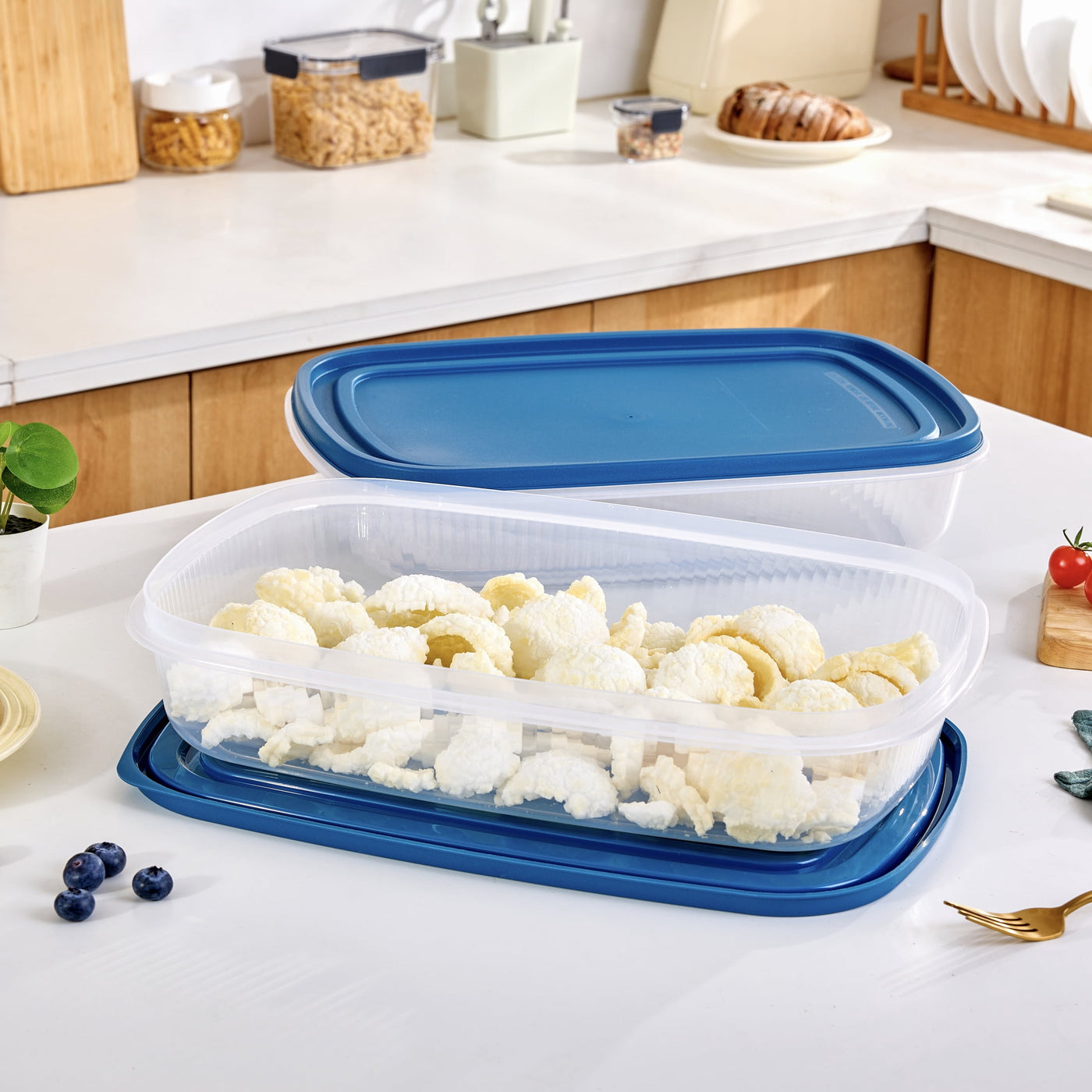 Reusable Food Storage Containers, Large Rectangle, Plastic, 2-Pack, 2 Containers with Lids, 1.5 Gallons, Ideal for Meal Planning