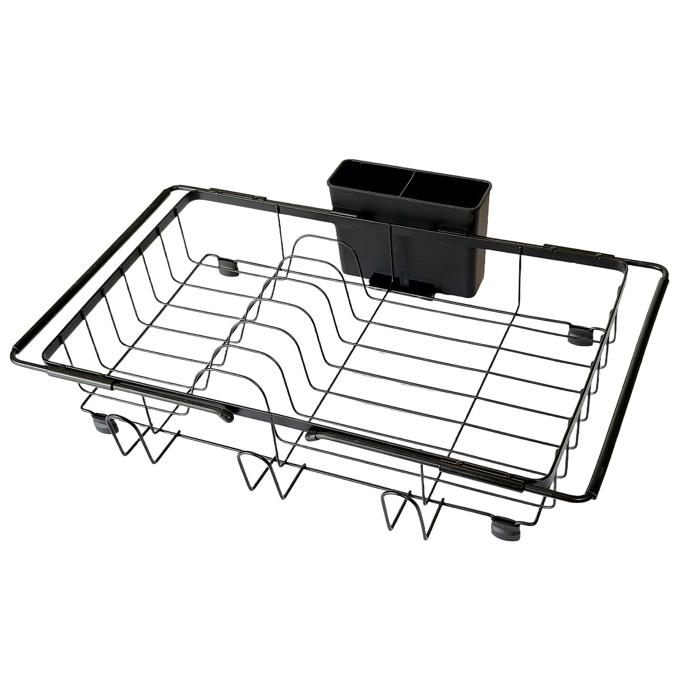 Dish Drying Rack in Sink, Expandable Stainless Steel Dish Rack Over The Sink, Kitchen Sink Drain Strainer with Cutlery Holder and Cup Holders