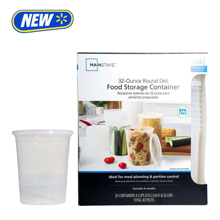 40-Piece 32oz Plastic Deli Container, Ideal Use for Meal Prep and Batch Cooking, for Pantry Organization, Meal Prep and Dry Food Storage