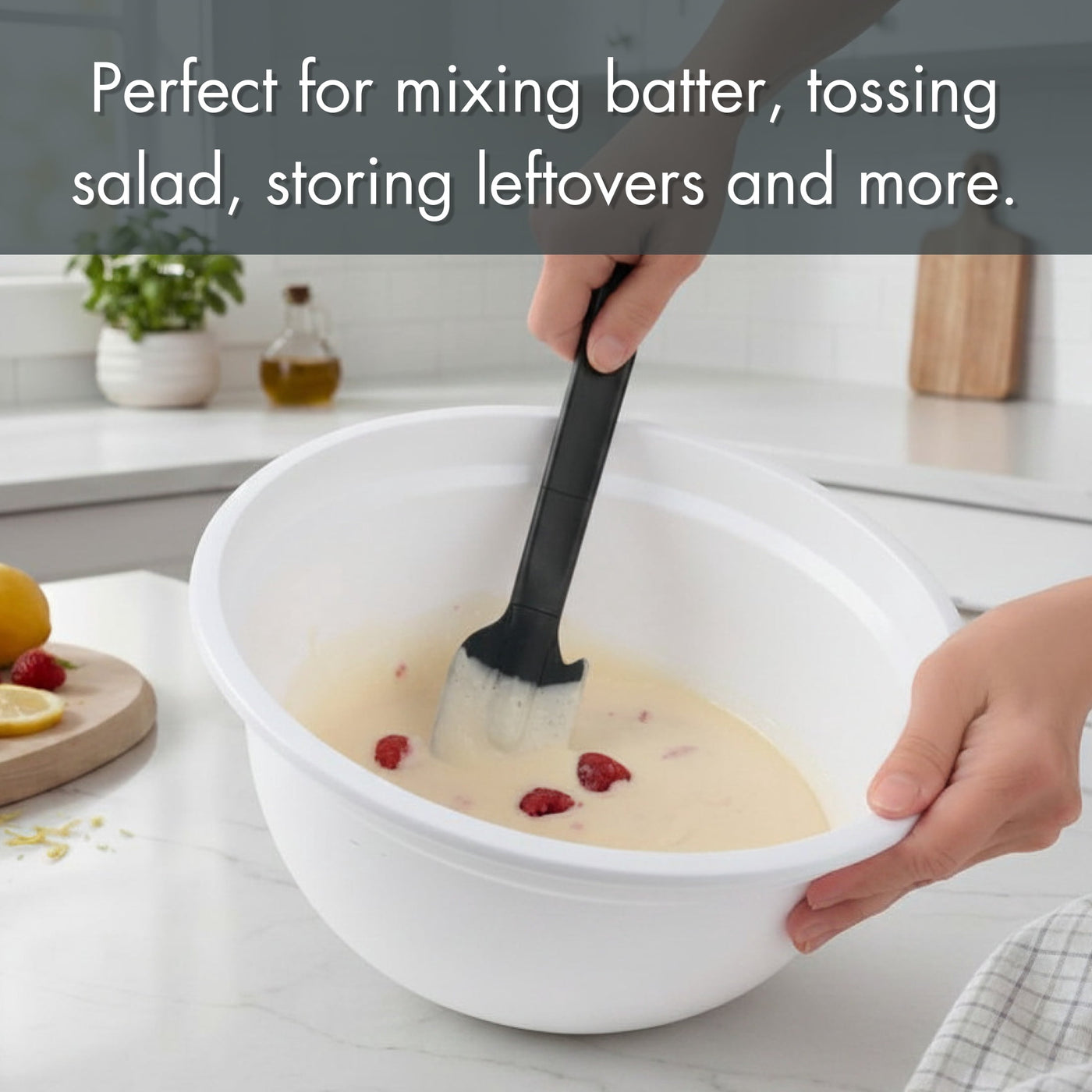 6-Quart Mixing Bowl, Durable, Lightweight, and Versatile Kitchen Essential, White, for Everyday Home Kitchen Cooking, Storage and Organization