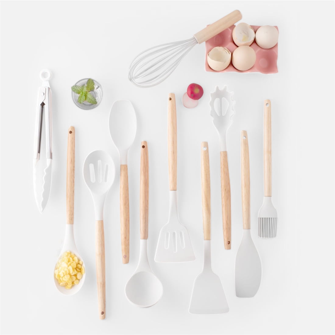 19-Piece Kitchen Utensils Set for Cooking, 11 Cooking Utensils, 6 Knife Set Beige, 3 Utensil Sets, Kitchen Utensils