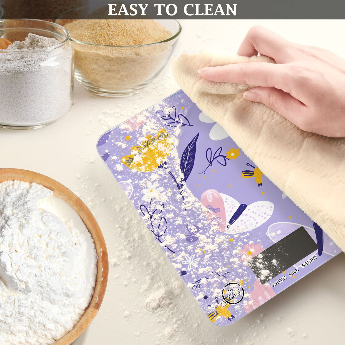 Digital Kitchen Food Scale Weight Grams Oz for Baking Cooking Coffee 11lb 0.05oz/1g Glass Abstract Flowers and Butterflies