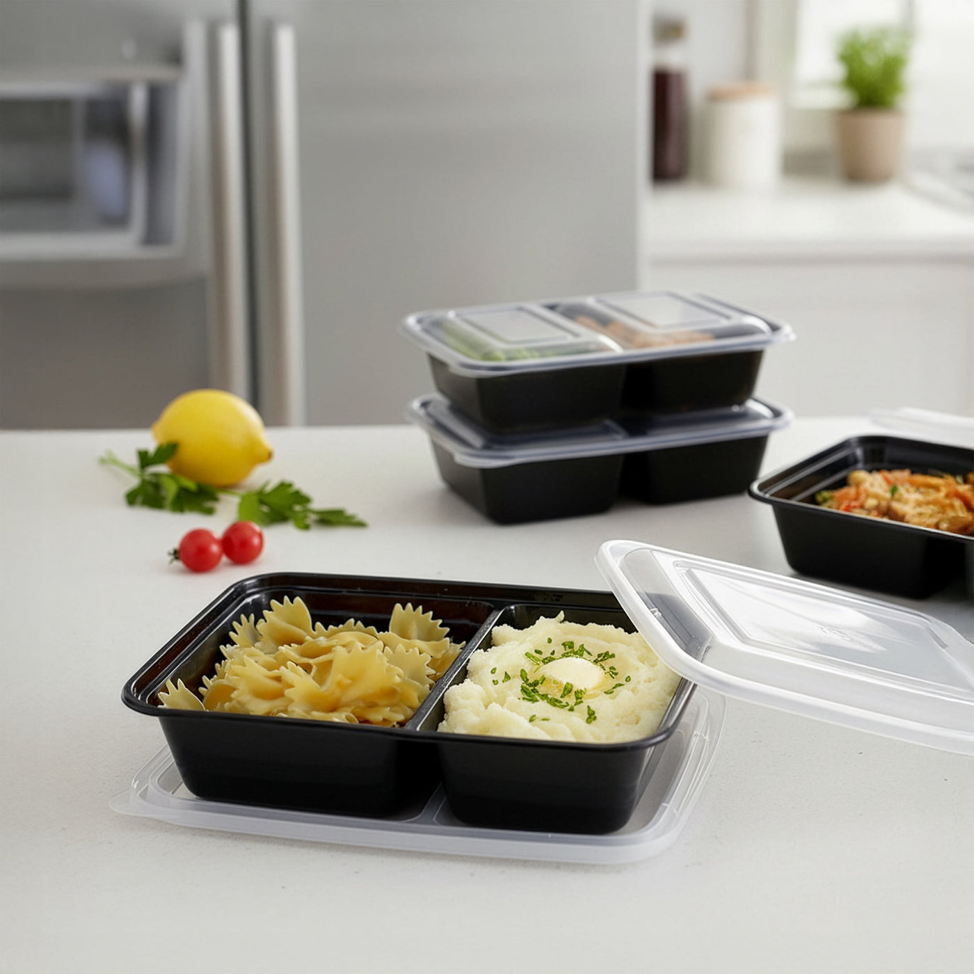 30-Piece (15 Containers + 15 Lids) with 2-Compartment Meal Prep, Bpa-free, Leak-resistant, Microwave and Dishwasher Safe