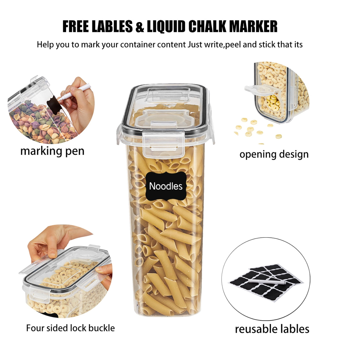 Kitchen Cereal Containers Storage Set with Lids, 4-Pack 2.5L/84.53OZ Airtight Food Storage Containers