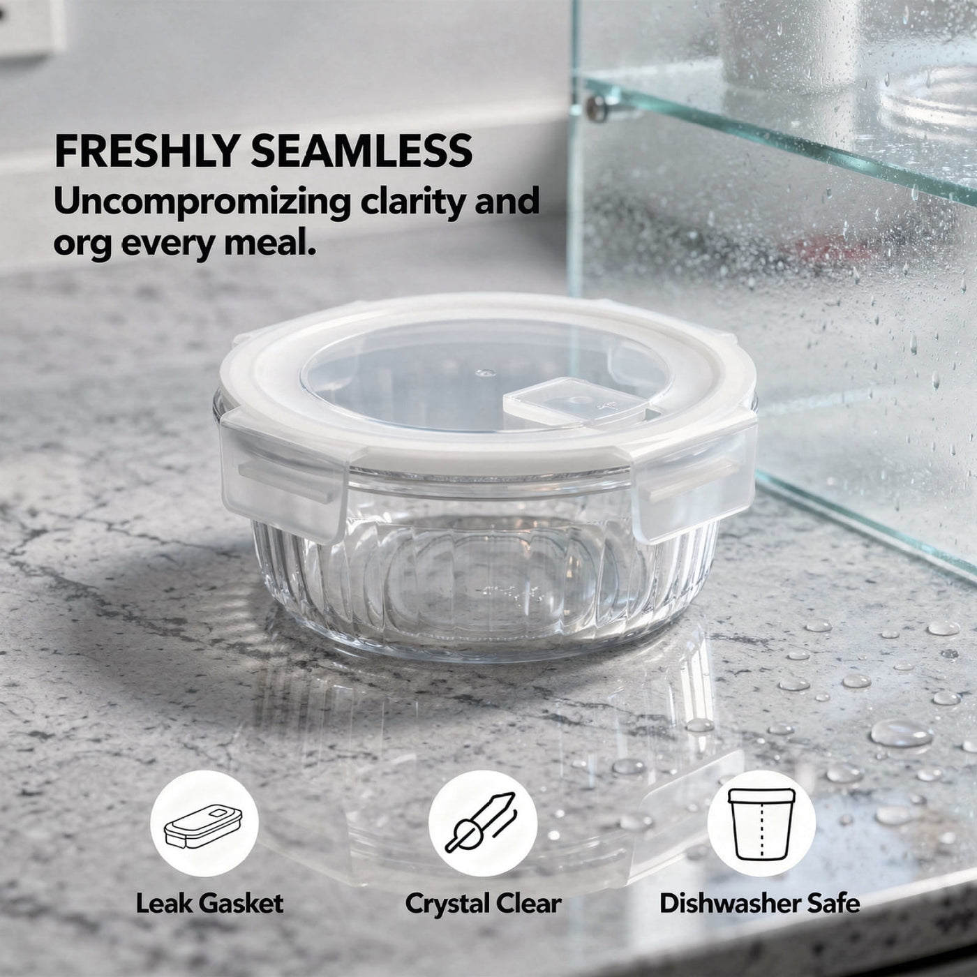 4-Piece Glass Lunch Box Set, Leakproof Borosilicate Food Storage Containers, Stackable, 14.2 Fl Oz 5.12 X 2.09 in