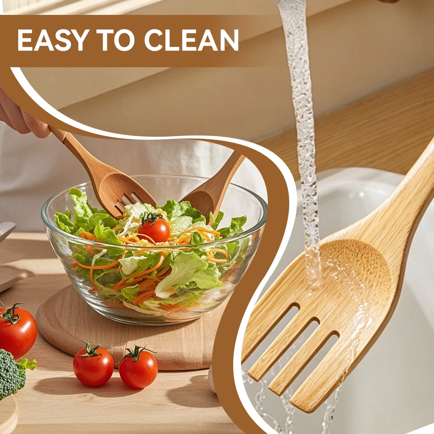 6-Piece Wooden Cooking Utensil Set, Wooden Spoons for Cooking, Natural Banboo Spatula Spoon Utensils Set for Kitchen Cookware, Heat Resistant