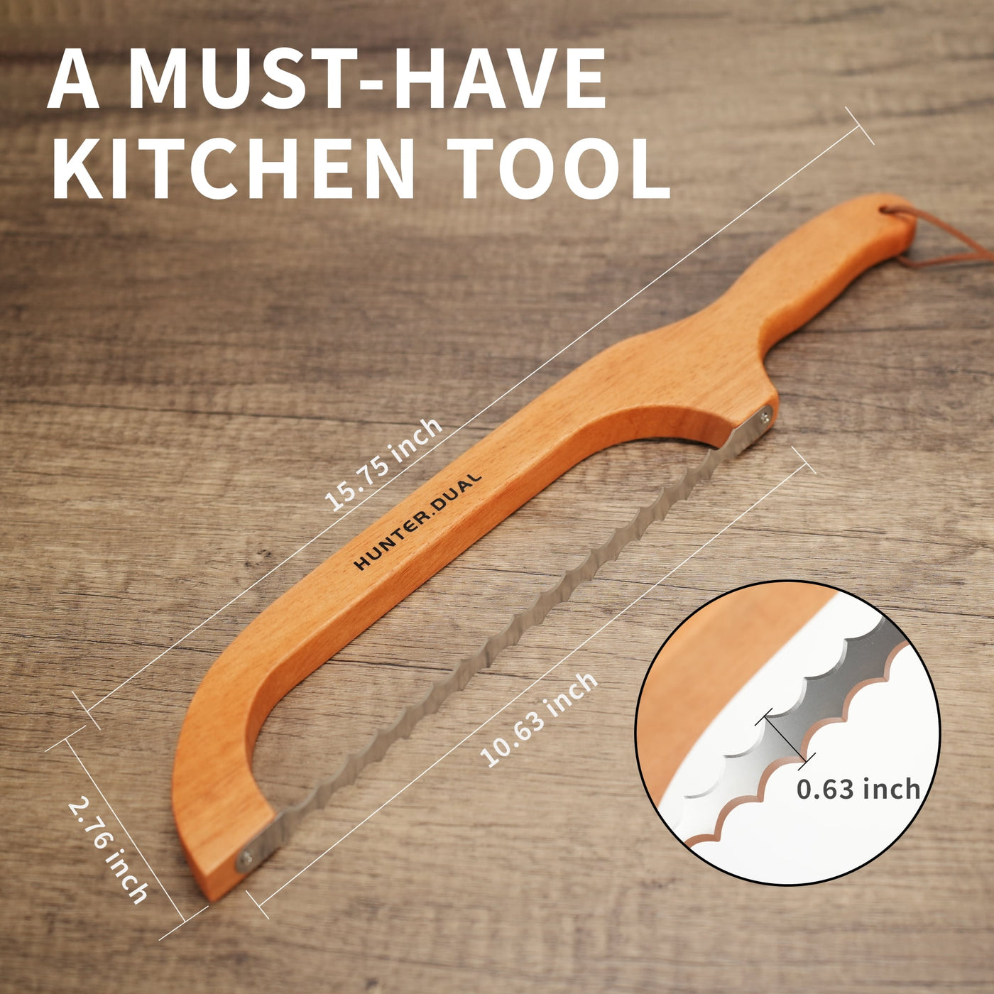 Bread Knife for Homemade Bread, 16" Sourdough Bread Slicer, Bow Saw Cutter with Double-sided Blades for Easy Cutting, Orange
