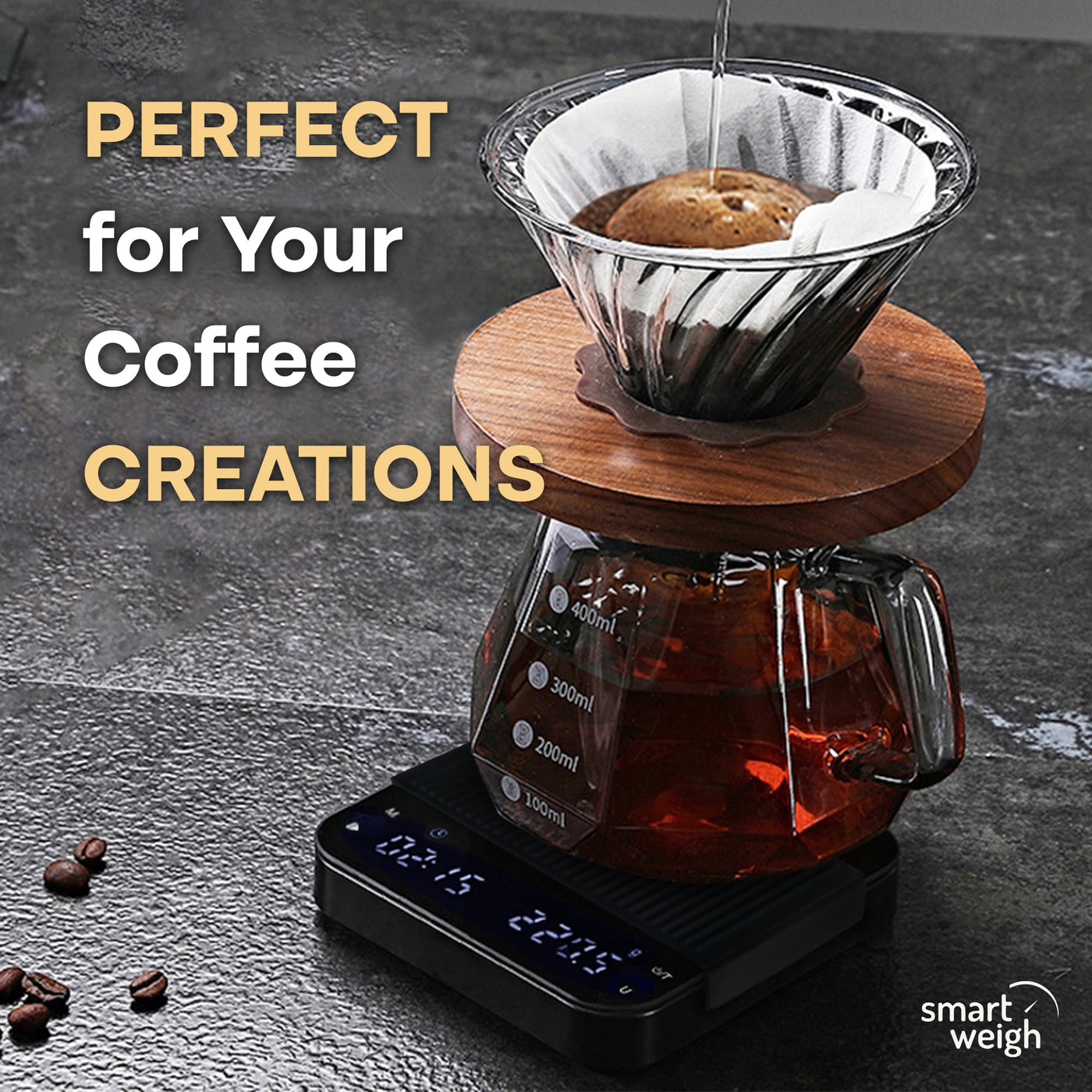Smart Weigh Coffee Scale 3000g X 0.01g High Precision Sensors Accurate Scale, for Accurate Kitchen, Food and Portion Weighing