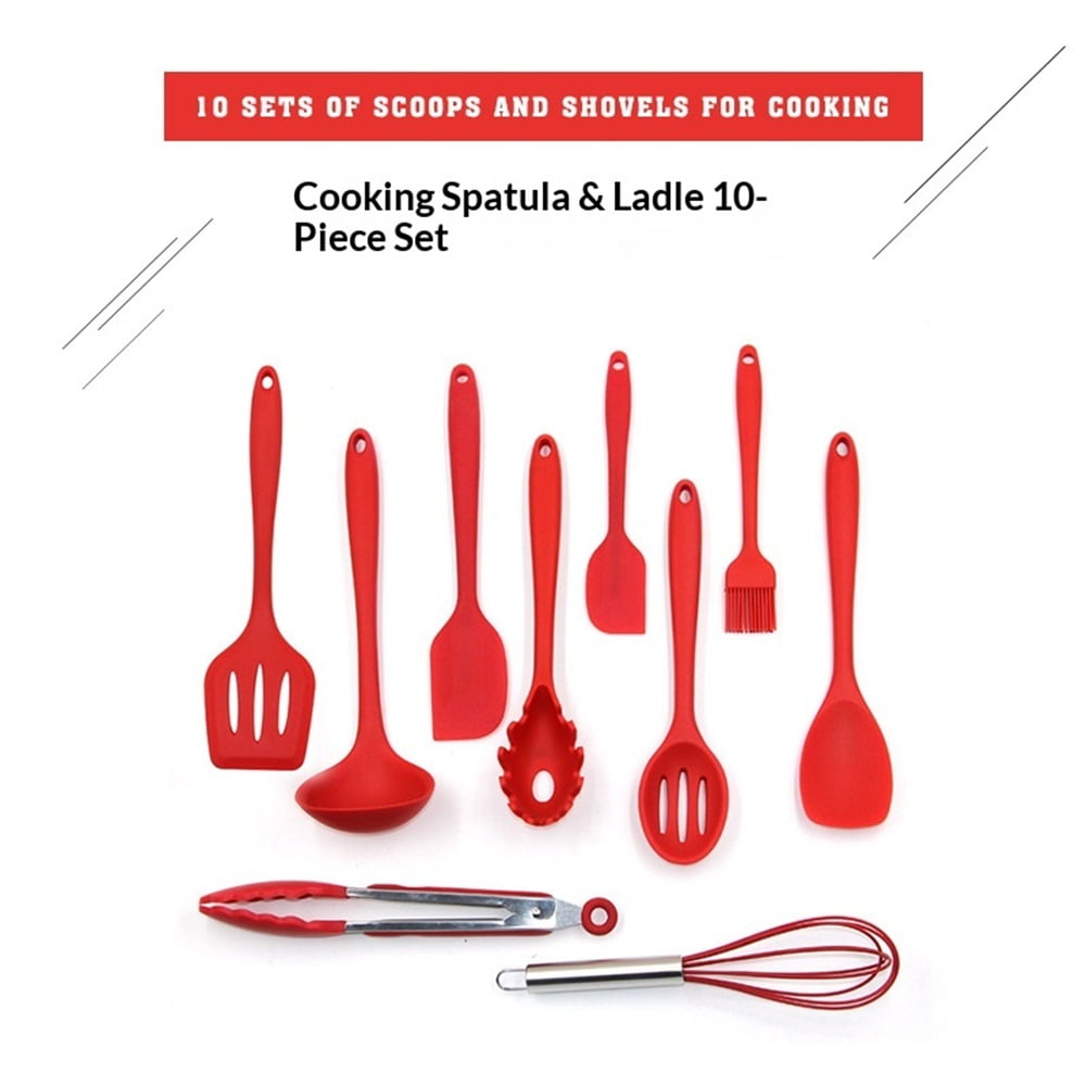 Kitchen Utensil Set, 10 Cooking Utensils, Colorful Silicone Kitchen Utensils, Nonstick Cookware with Spatula Set
