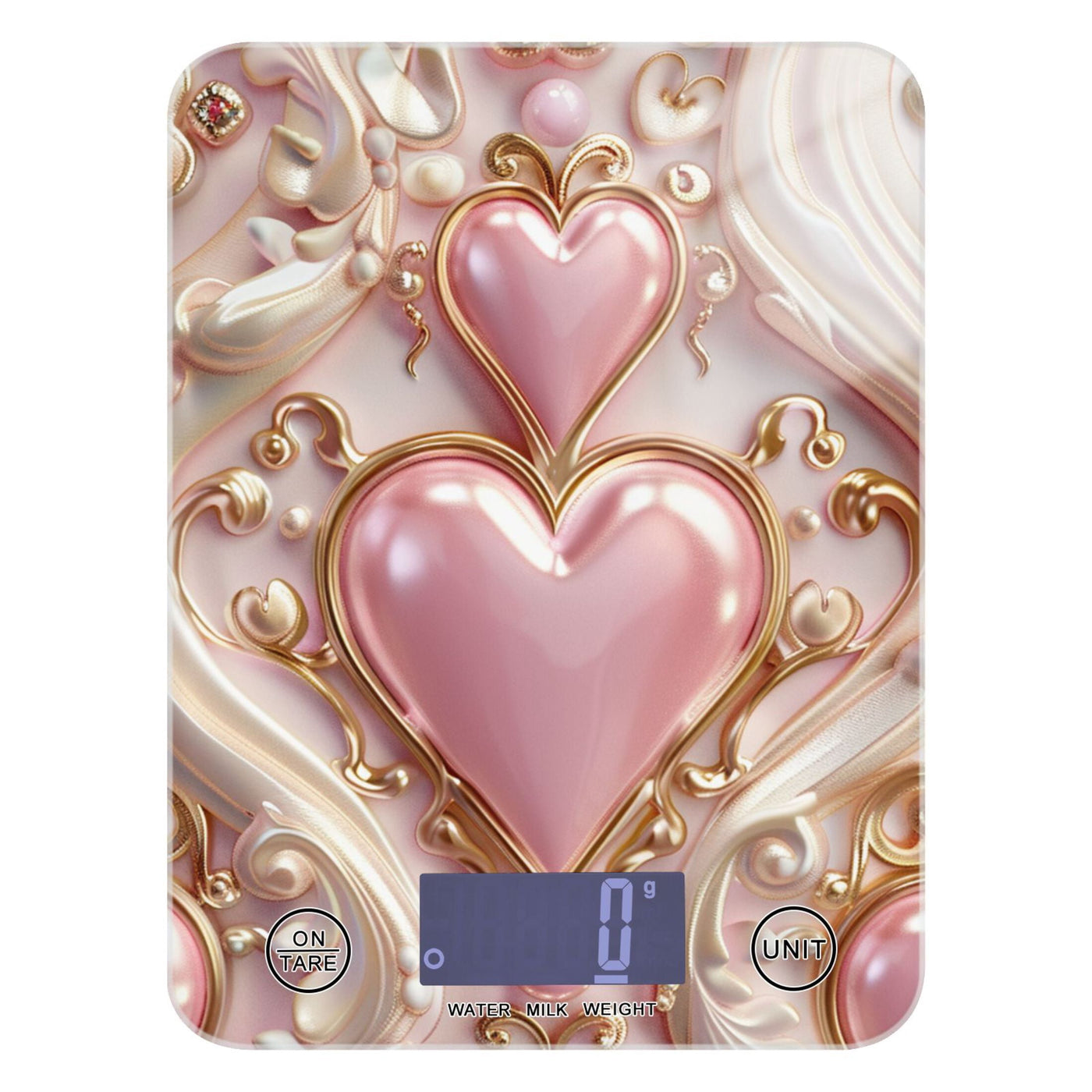 3d Hearts and Pearls Food Scale Digital Kitchen Scale Waterproof Tempered Glass Tare Function 11 Lb for Baking Cooking Meal Prep