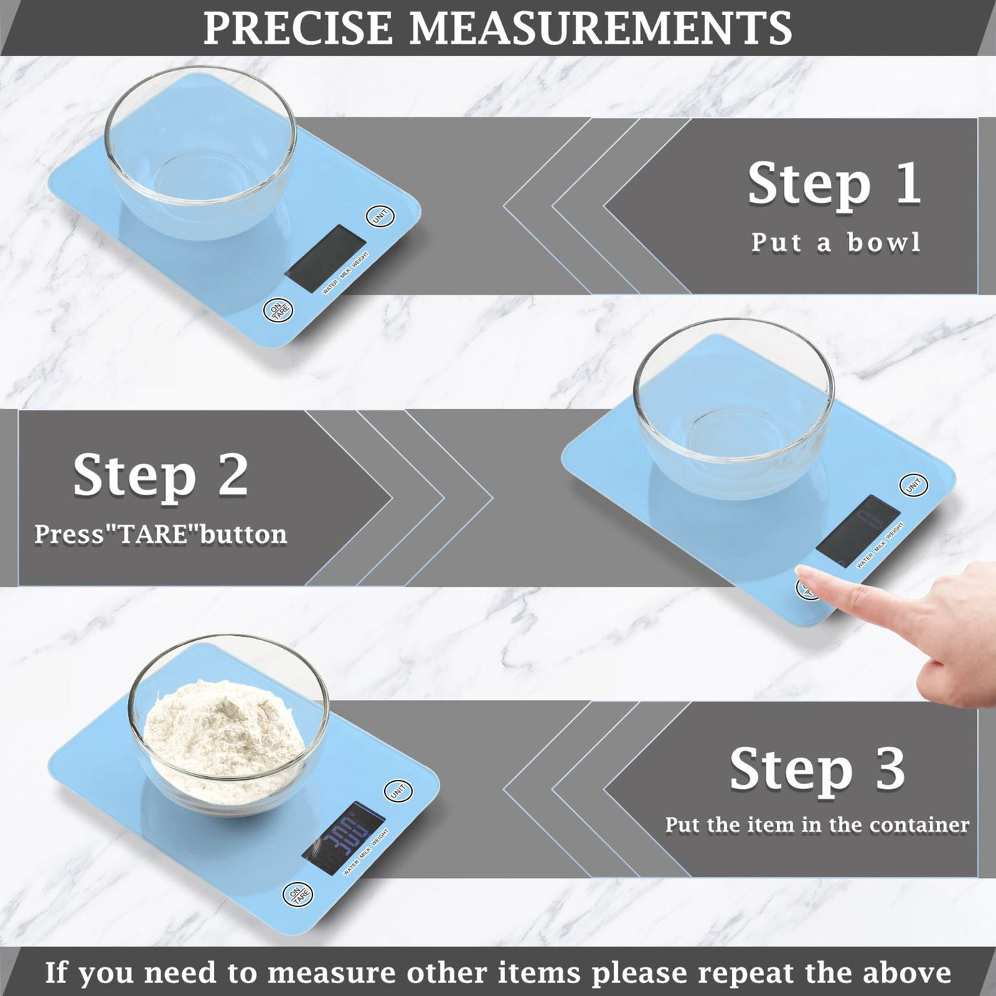Digital Kitchen Food Scale Weight Grams Oz for Baking Cooking Coffee 11lb 0.05oz/1g Glass Light Sky Blue