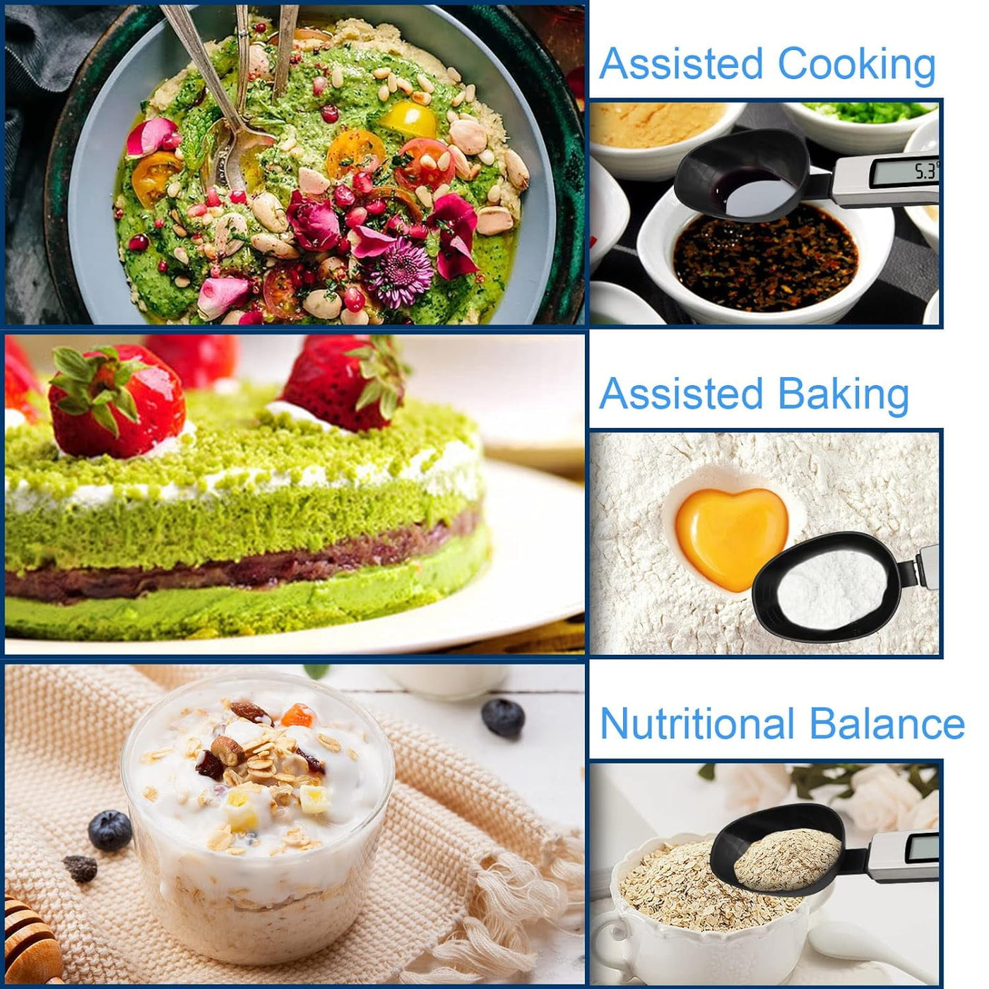 Digital Measuring Spoon Scale, 0.1g-500g Food Scale with LCD Display, 4 Units g/oz/gn/ct, Kitchen Baking Tool with 2 Aaa Batteries