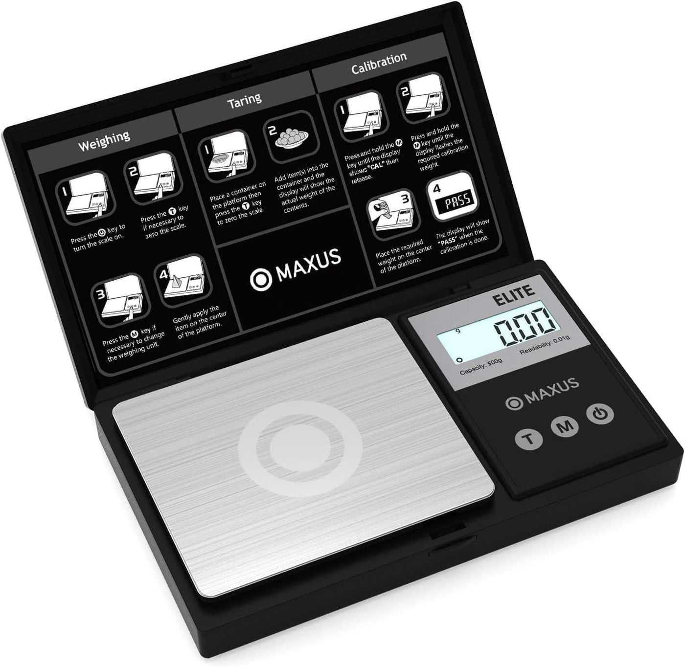 Digital Pocket Gram Scale 500g X 0.01g High Precision with Tray, Weighs Sm Food, Jewelry, Ounces, Grains, LCD Display, Tare Function