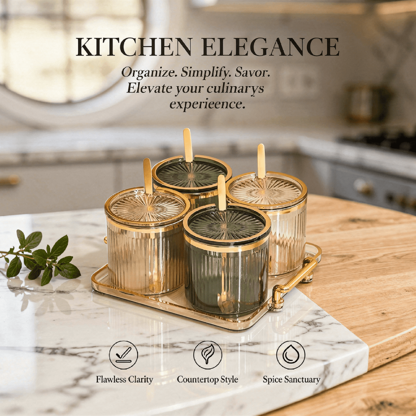 Acrylic Condiment Spice Jars Set, Clear Plastic Condiment Canisters, Seasoning Box with Lids and Spoons, Seasoning Box Set for Kitchen Counter