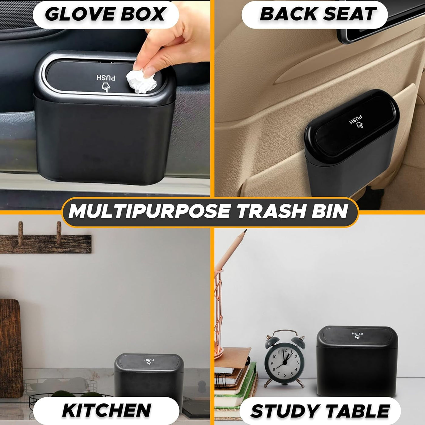 Mini Car Trash Can with Lid (2-pack) | Portable Leakproof Car Trash Bin for Side Door and Back Seat | Car Garbage Organizer with 10 Trash Bag Rolls |
