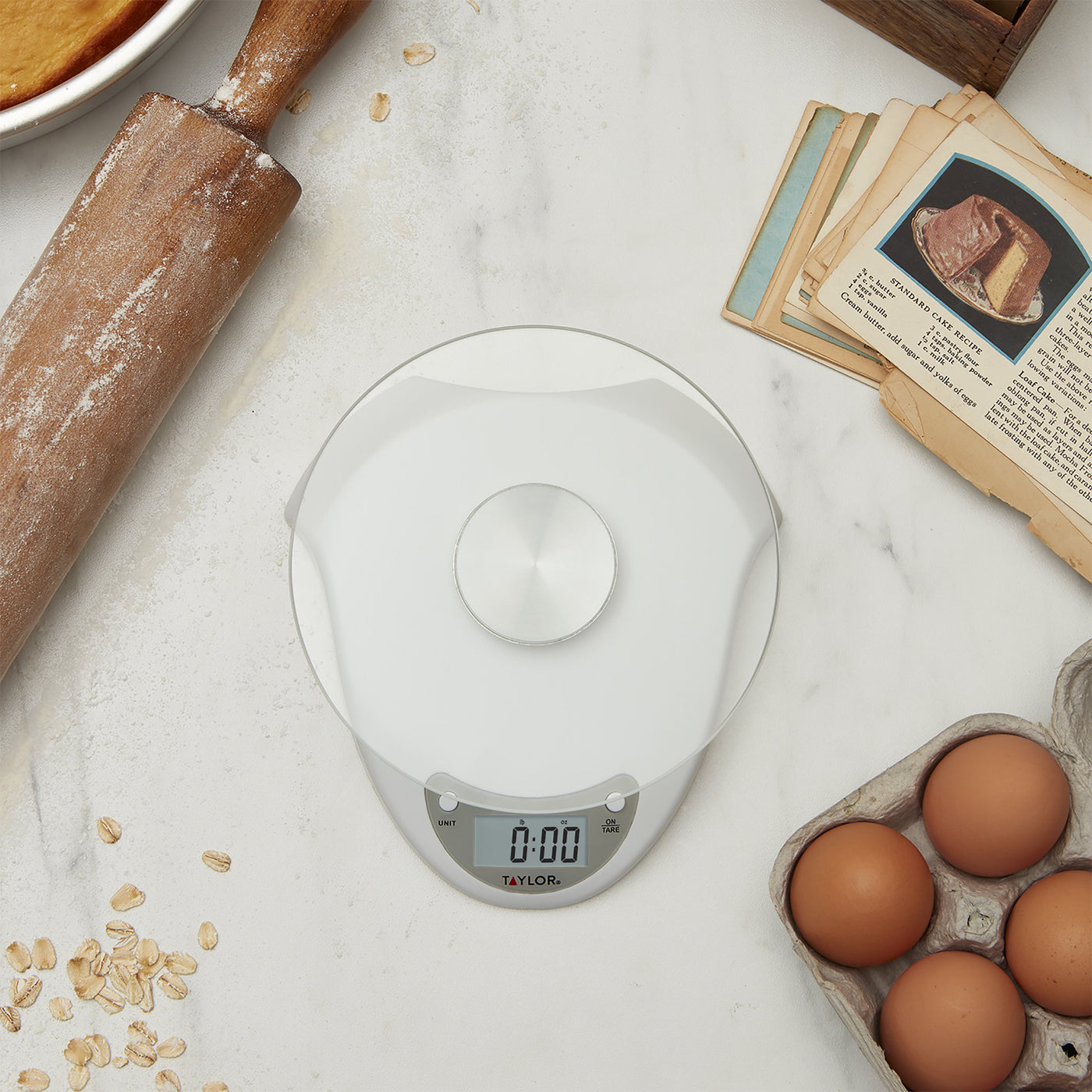 Digital Glass Platform White Base Food Scale and Kitchen Scale, for Accurate Kitchen, Food and Portion Weighing