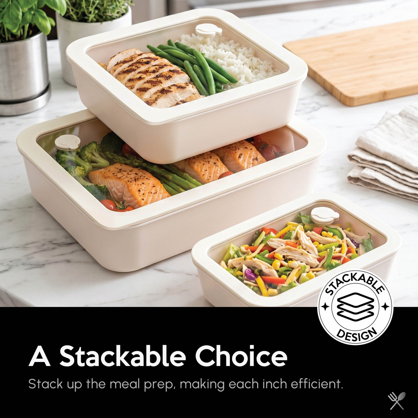 Just Cook Ceramic Glass Food Storage Container Set for Meal Prep and Leftover Storage, 10-Pack, for Pantry Organization