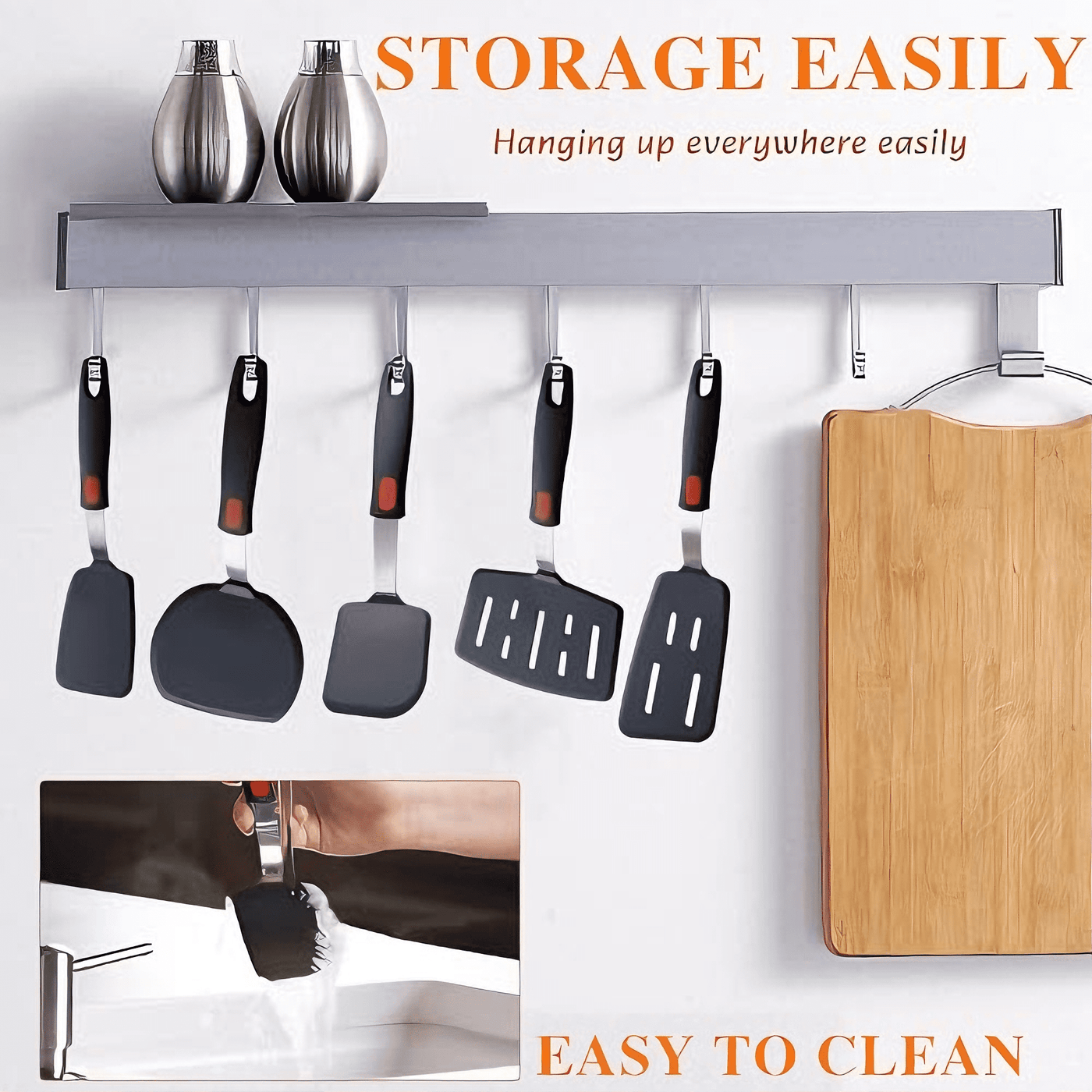 Silicone Spatula Turner Set of 5, 600°F Heat Resistant Cooking Spatulas for Nonstick Cookware, Large Flexible Kitchen Utensils BPA Free Rubber Spatula