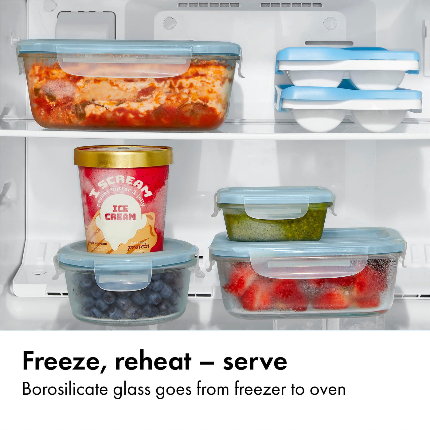 Smart Seal 2-Cup Round Glass Food Storage Container, Arctic Blue, for Pantry Organization, Meal Prep and Dry Food Storage