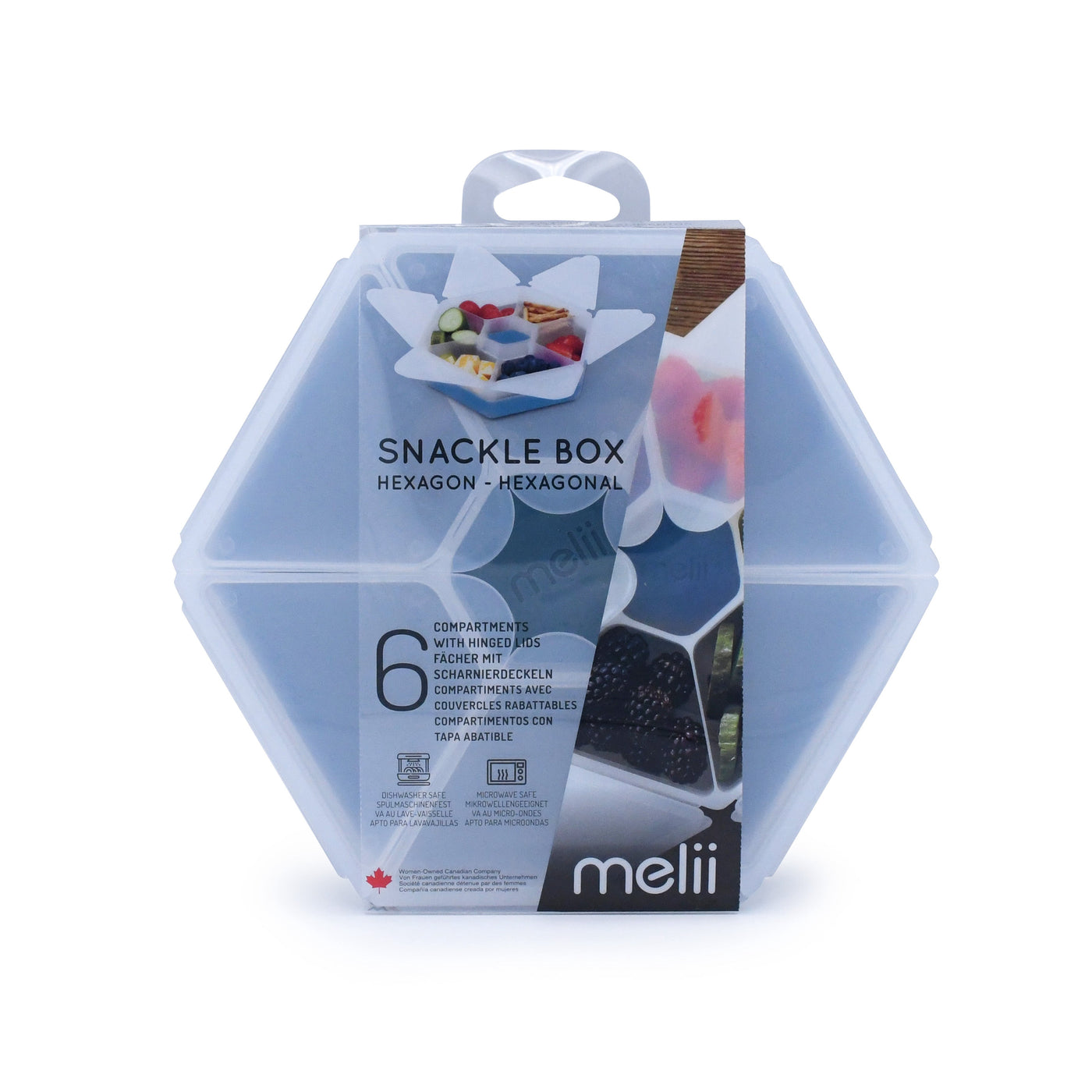 Melii Hexagon Snackle Box, 6 Compartment Snack Container, Slate Blue, for Pantry Organization, Meal Prep and Dry Food Storage