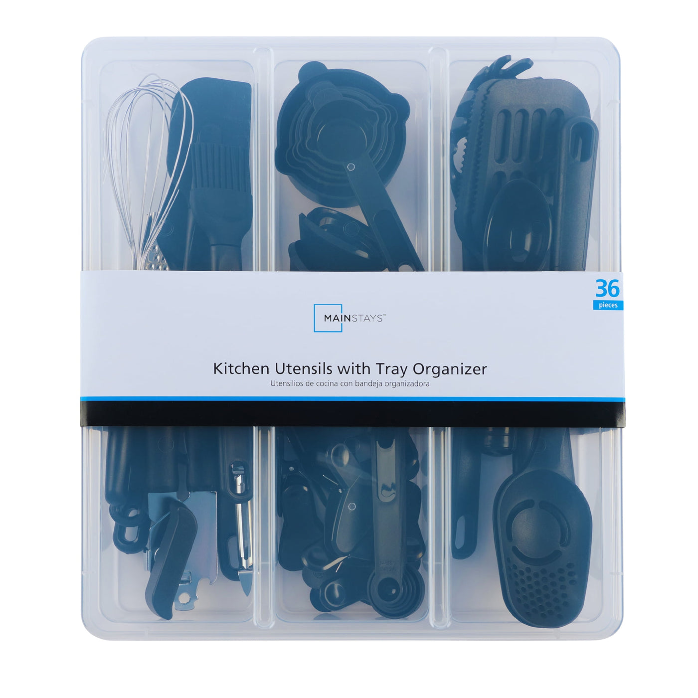 36-Piece Kitchen Gadget Set with Kitchen Cooking Utensils, and Drawer Organizer, Black, for Cooking, Mixing, Serving and Nonstick Cookware