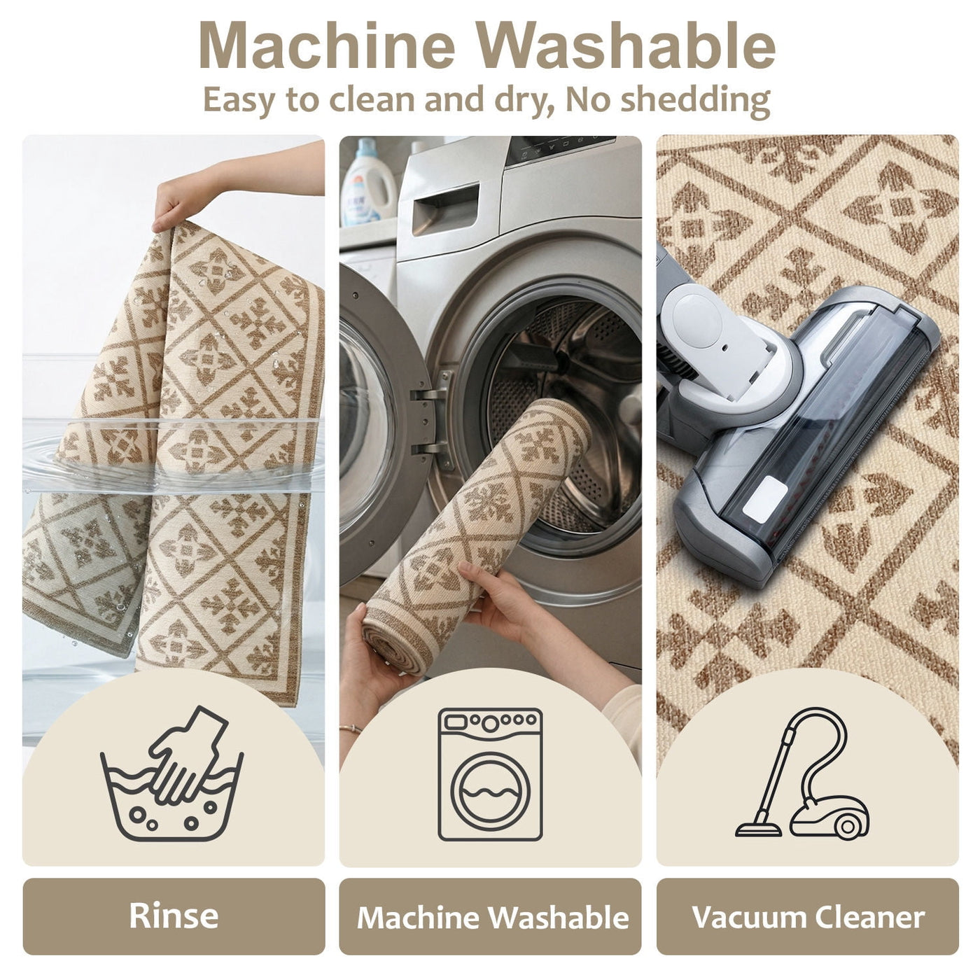 Kitchen Rug Sets, 3-Piece Kitchen Rug with Non-slip Baking for Kitchen Floor Comfort Standing, Rugs Mat with 20"x32"+20"x47"+20"x59"