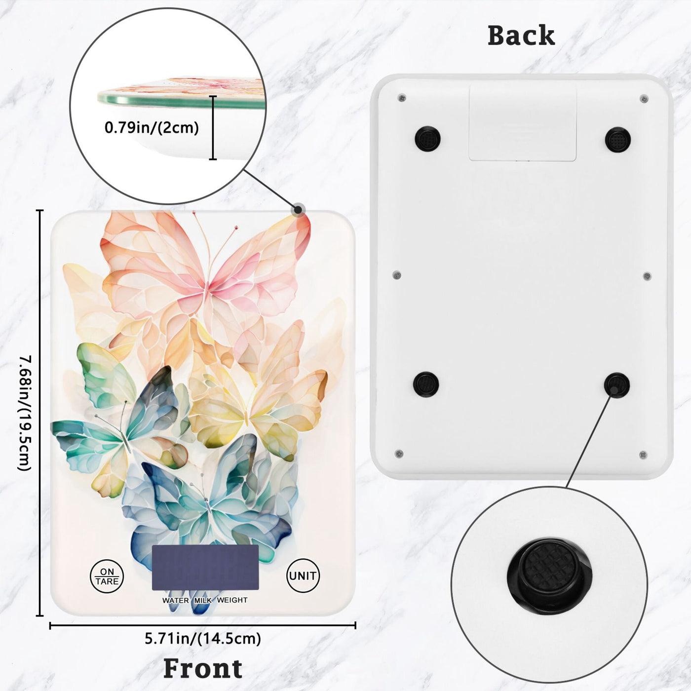 Kitchen Scale Digital Food Scales Grams and Oz Weight for Cooking and Baking Butterfly Colorful, for Accurate Kitchen, Food and Portion Weighing