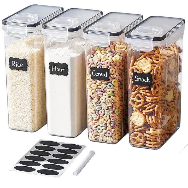 4-Pack 135oz Extra Large Airtight Cereal Food Storage Containers 135OZ | BPA-FREE Plastic Container for Pantry Organization and Canister for Grain