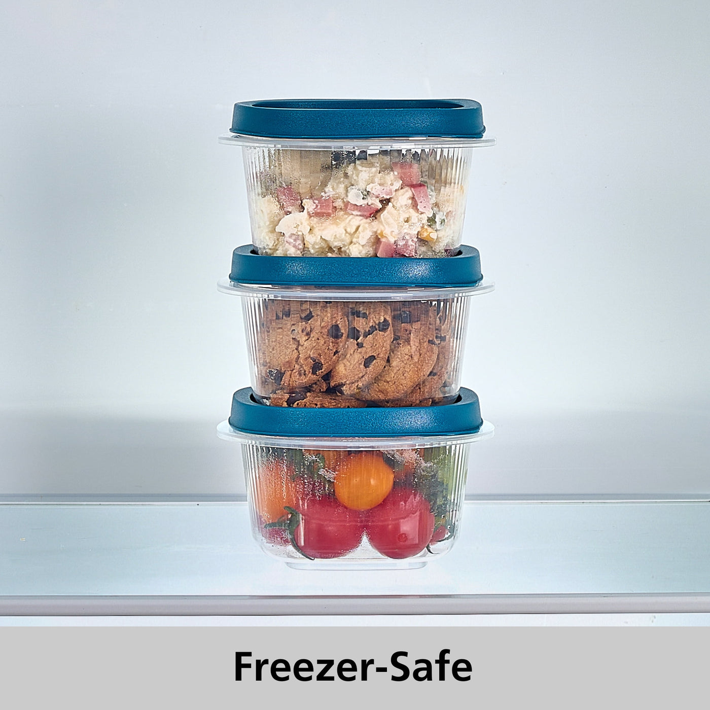 (2-pack) Reusable Food Storage Container, Small Square, Plastic, 3-Pack, 3 Containers with Lids, 2 Cups, Ideal for Snacks and Fresh Ingredients