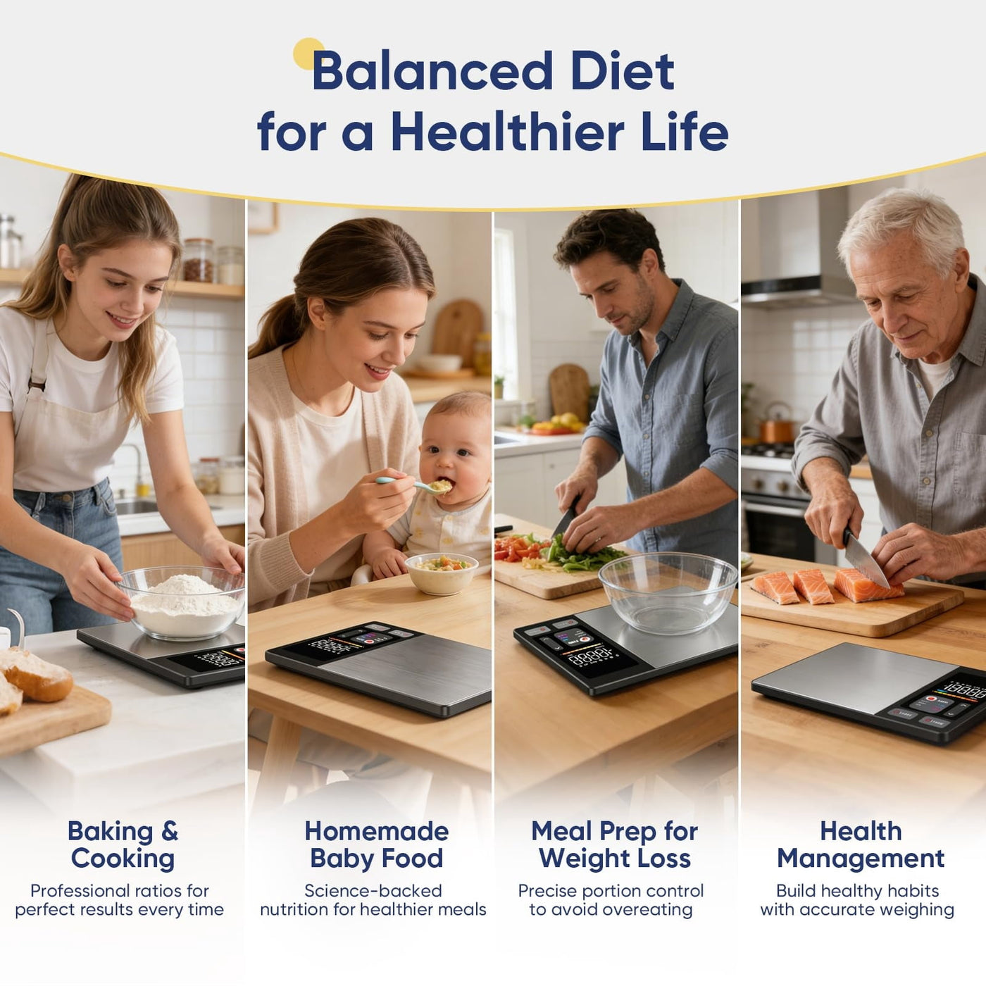 Smart Food Scale with Nutritional Calculator, Free App with 24 Nutrients Tracking, Calorie, Macro, Premium Stainless Steel Digital Food Scale for Meal