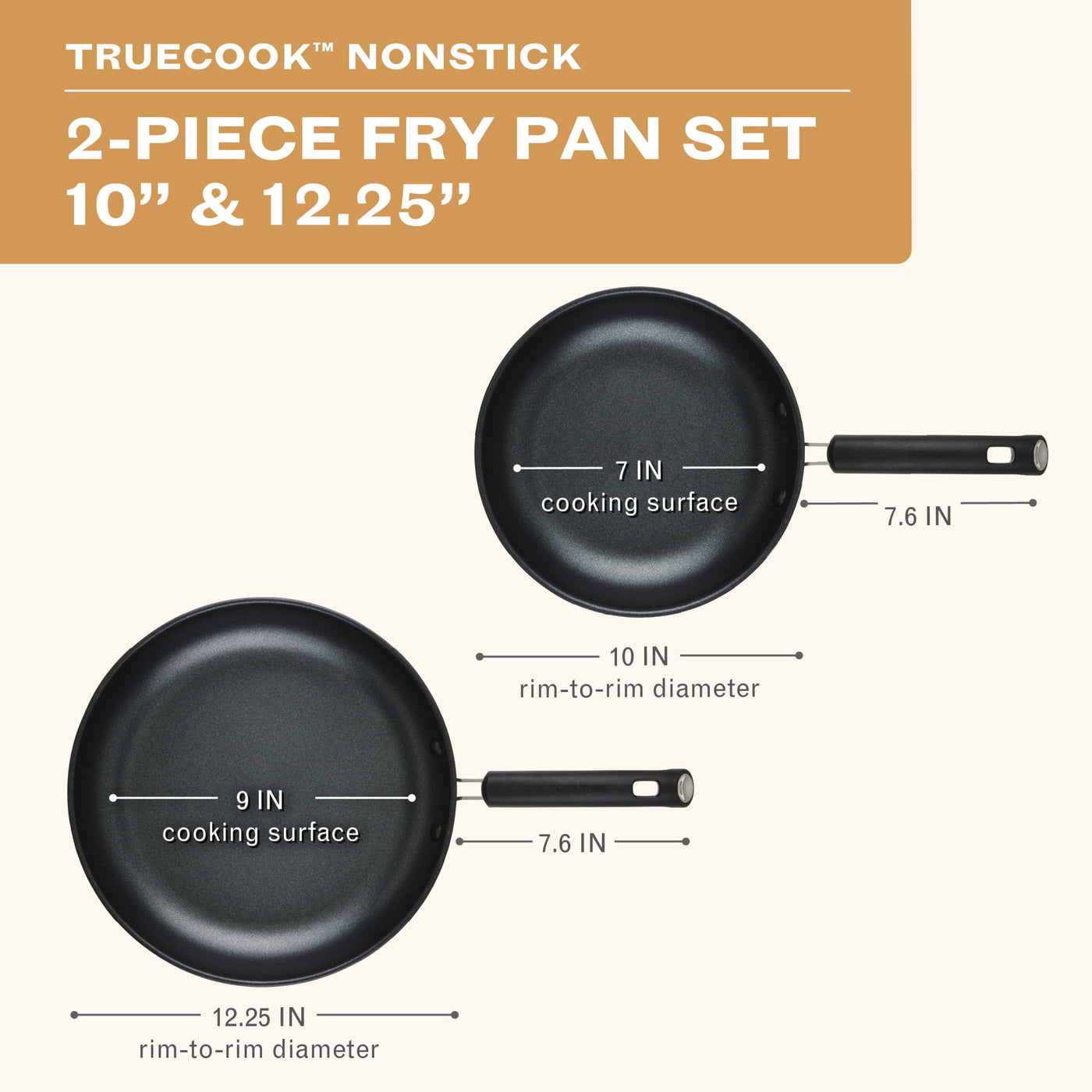 2-Piece Nonstick Frying Pan Set, Dishwasher and Oven Safe, Black, for Frying, Boiling and Everyday Home Cooking
