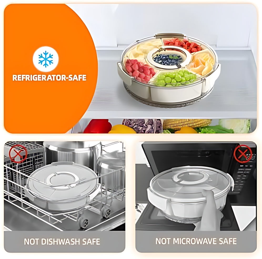 Small Divided Serving Tray with Lid and Handle, Stackable Snackle Box Container for Fruits Candy Organizer