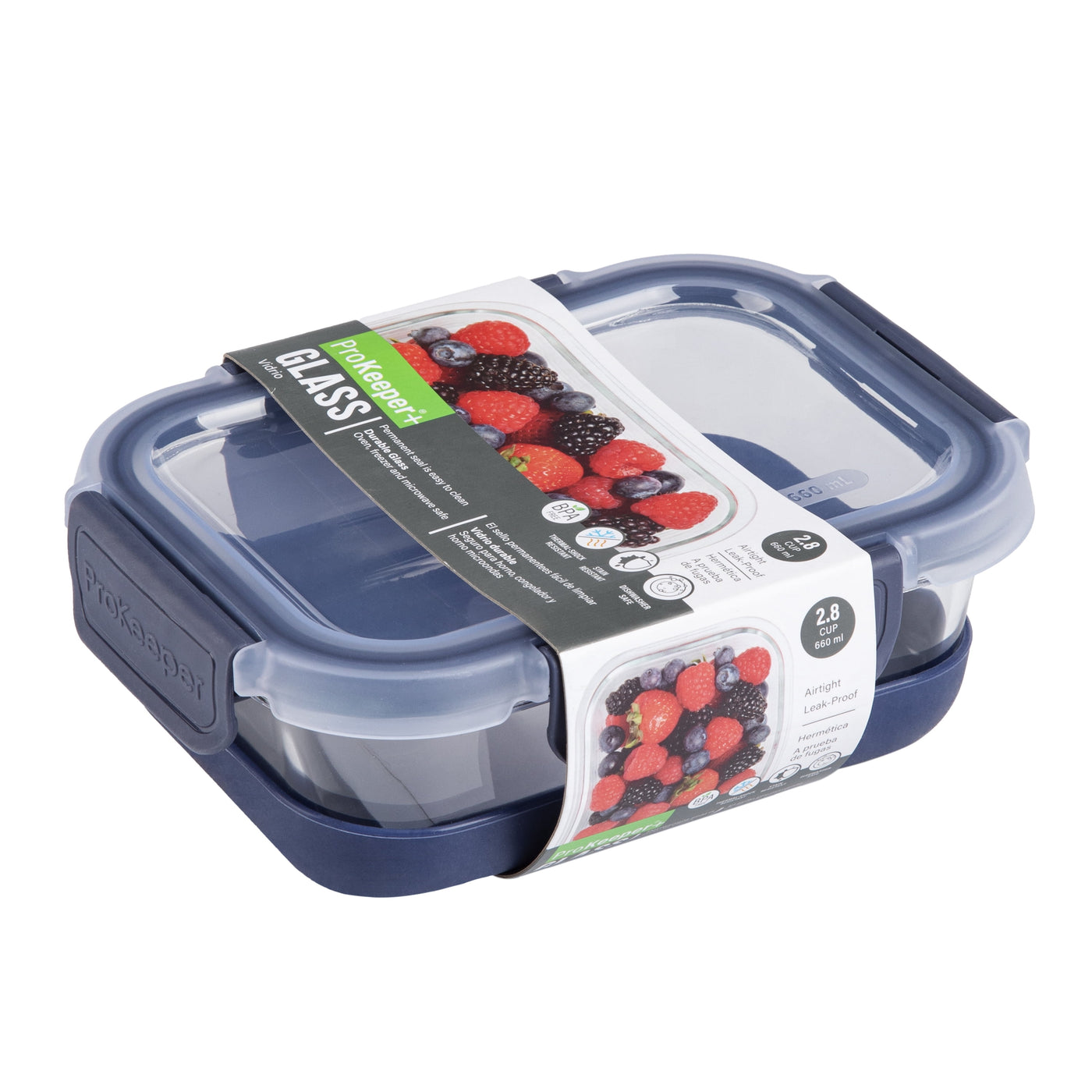 + 2.8 Cup Glass Food Storage Container with Silicone Base, Well Suited to Refrigerator Organization, for Pantry Organization