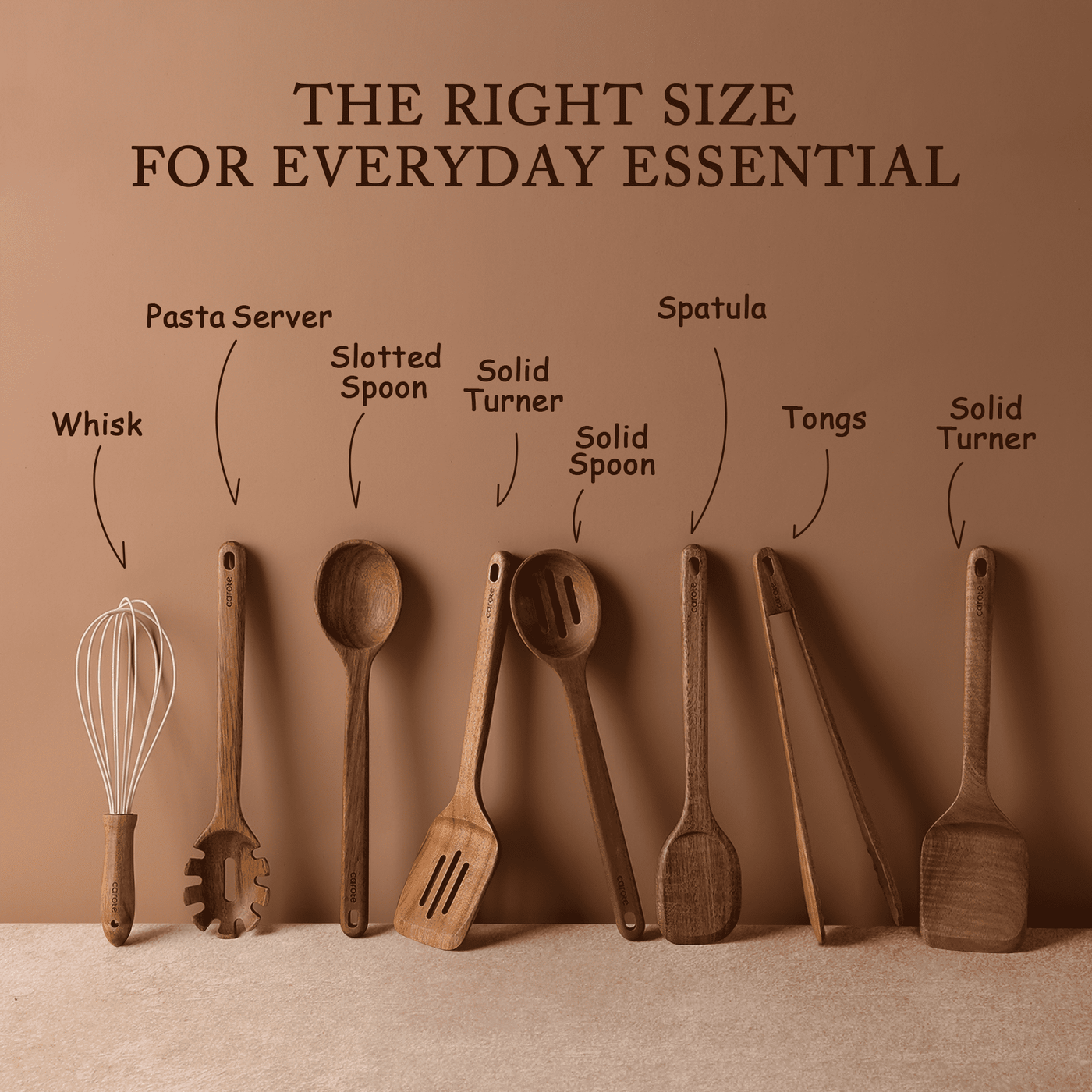 8-Piece Wooden Cooking Utensils Set for Kitchen, Acacia Wood Utensils Set, for Cooking, Mixing, Serving and Nonstick Cookware