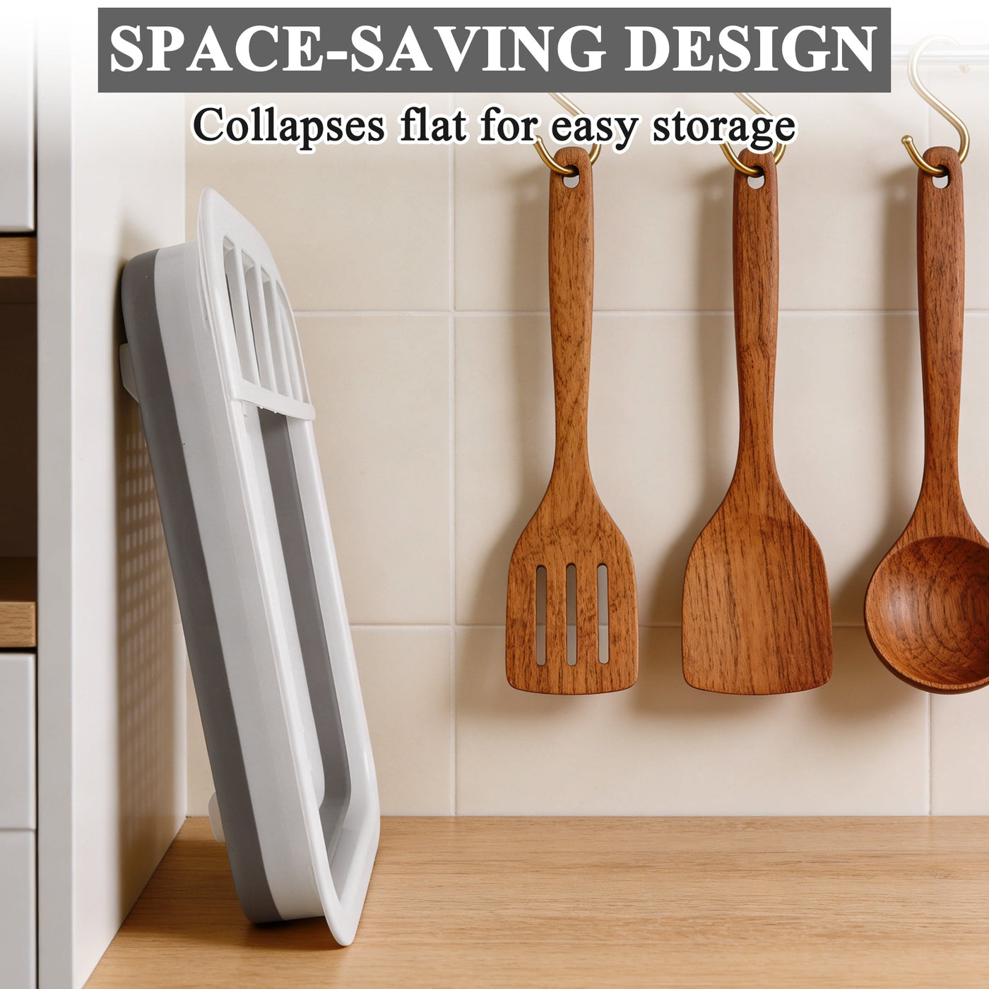 Dish Drying Rack, Portable 4-Compartment Dish Drainer with Drainboard, Utensil and Plate Organizer, Space-saving Kitchen Storage Tray for Counter, RV