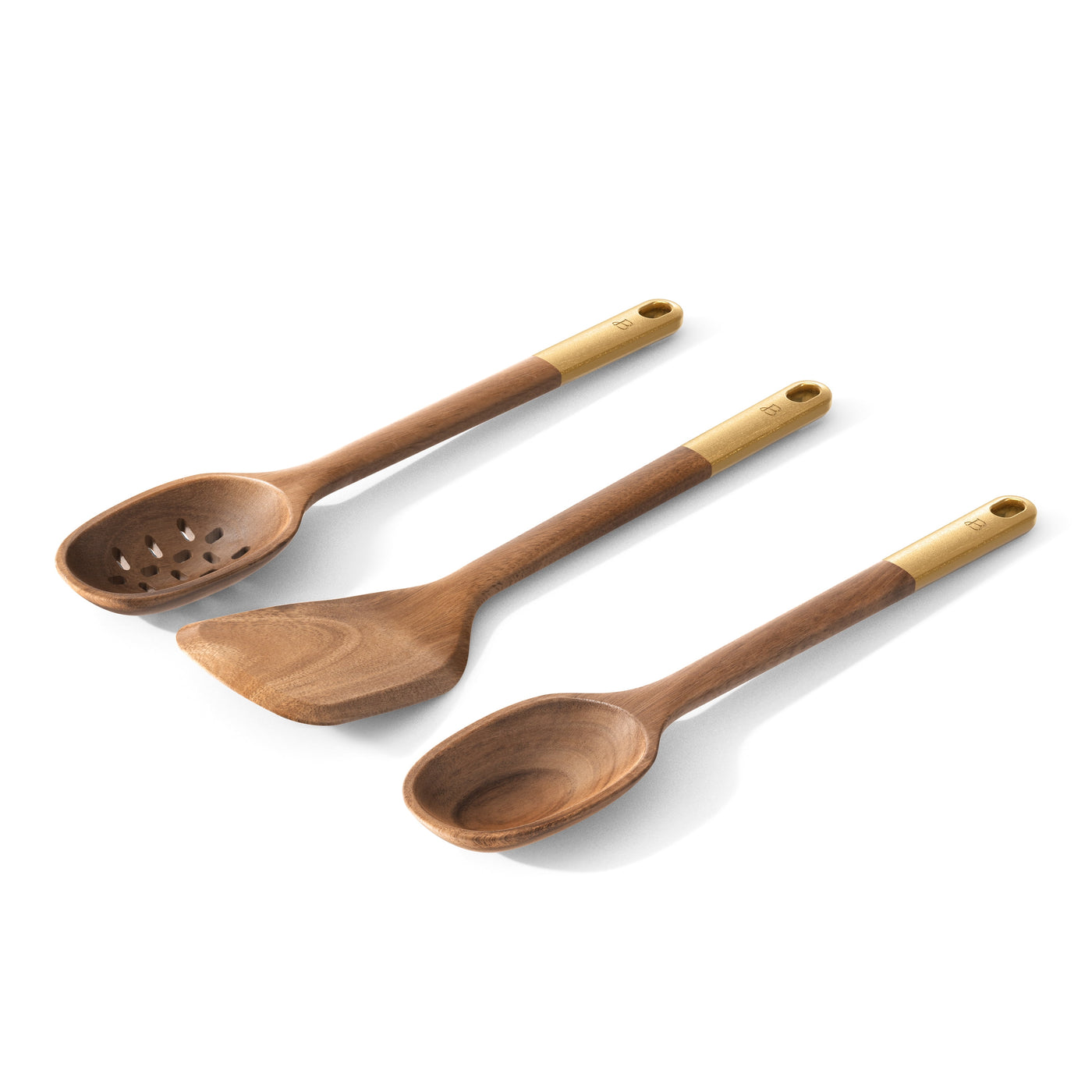 Beautiful 3-Piece Wood Kitchen Utensil Set By, for Cooking, Mixing, Serving and Nonstick Cookware, Durable Design for Daily Home Use