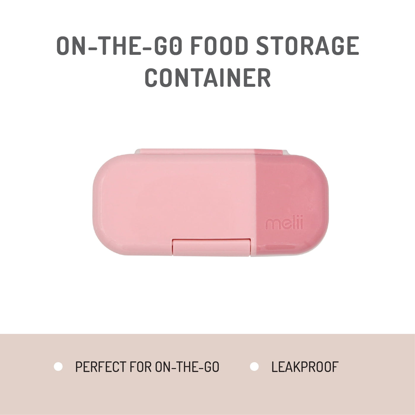 Melii 2-Compartment Snack Box, Plastic Food Storage Container in Blush and Berry, Perfect for Daily Lunch Packing