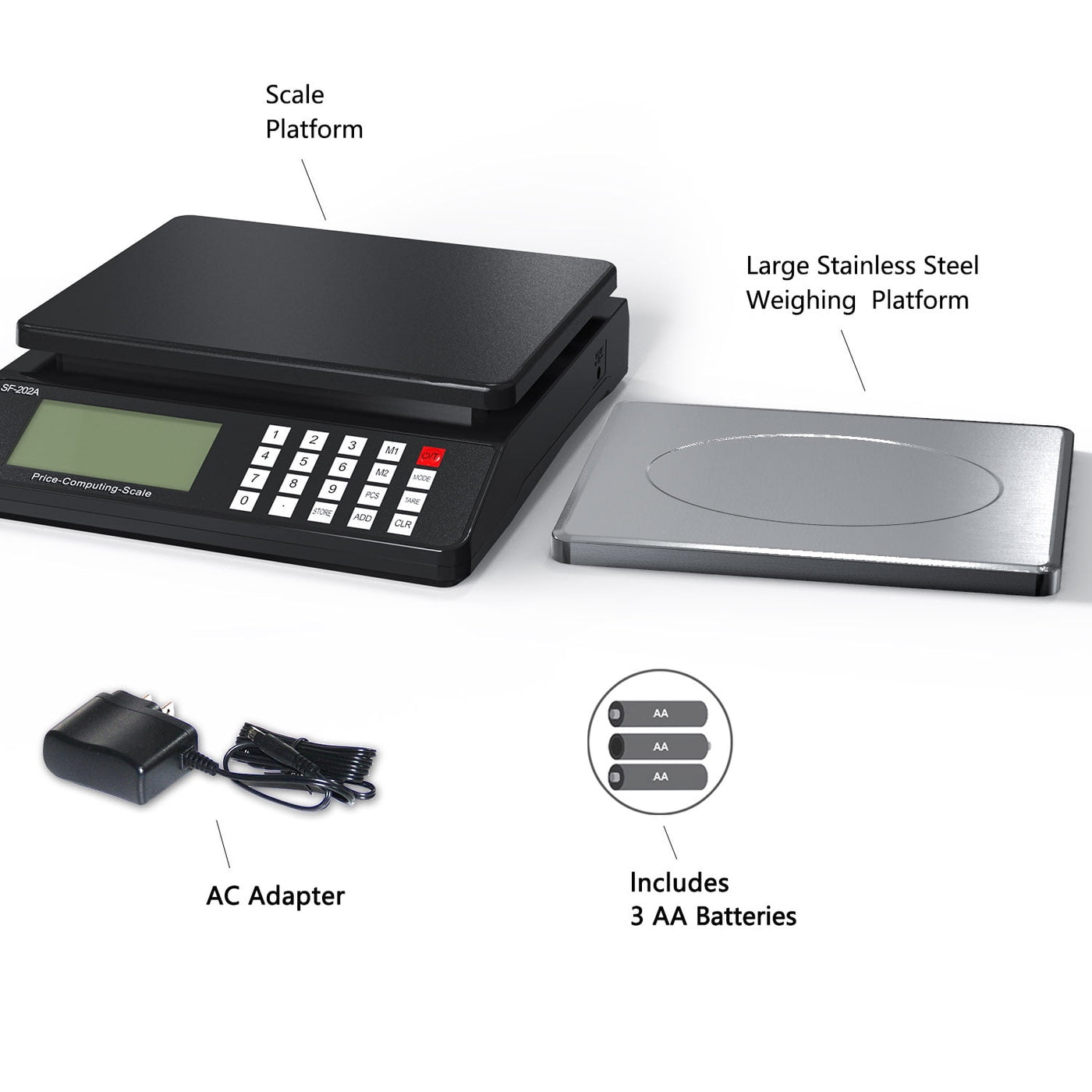 Digital Computing Price Scale with Capacity 66lbs and 0.1oz Readability, AC/DC, for Accurate Kitchen, Food and Portion Weighing