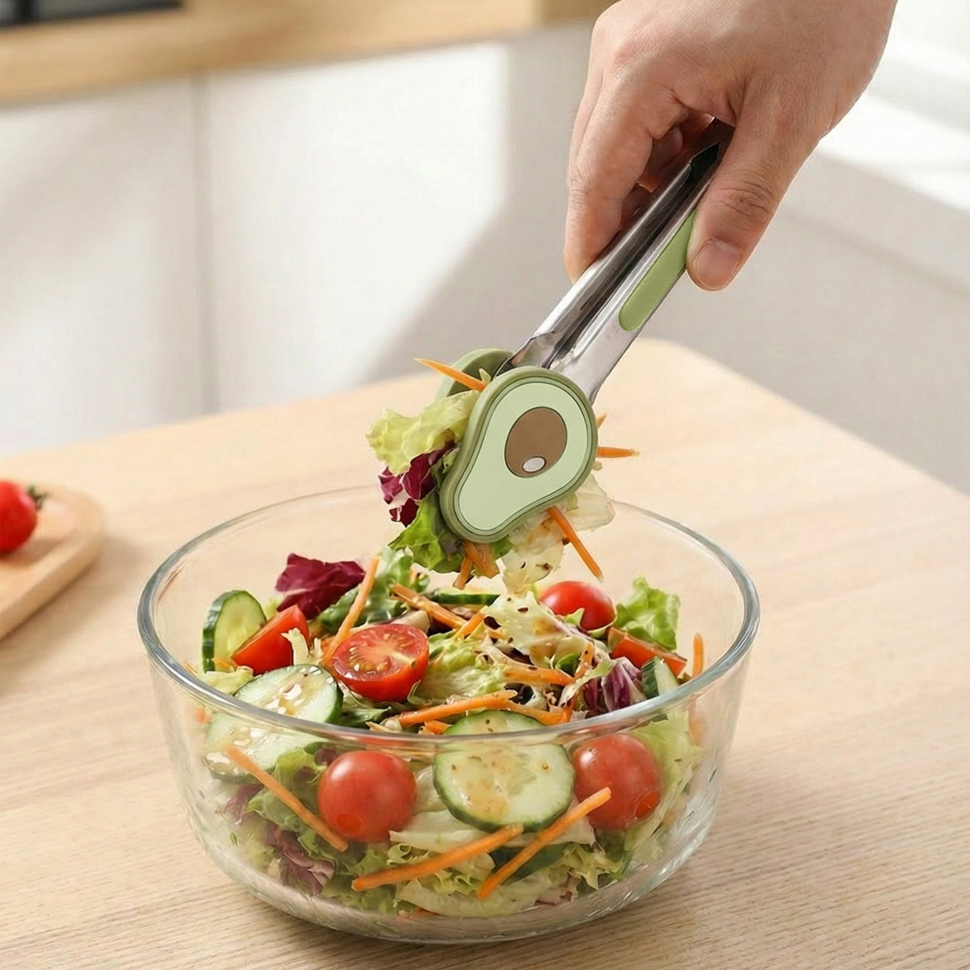 Cook with Color Mini Silicone Tongs, Stainless Steel Heat-resistant Food Tongs for Appetizers, Avocado