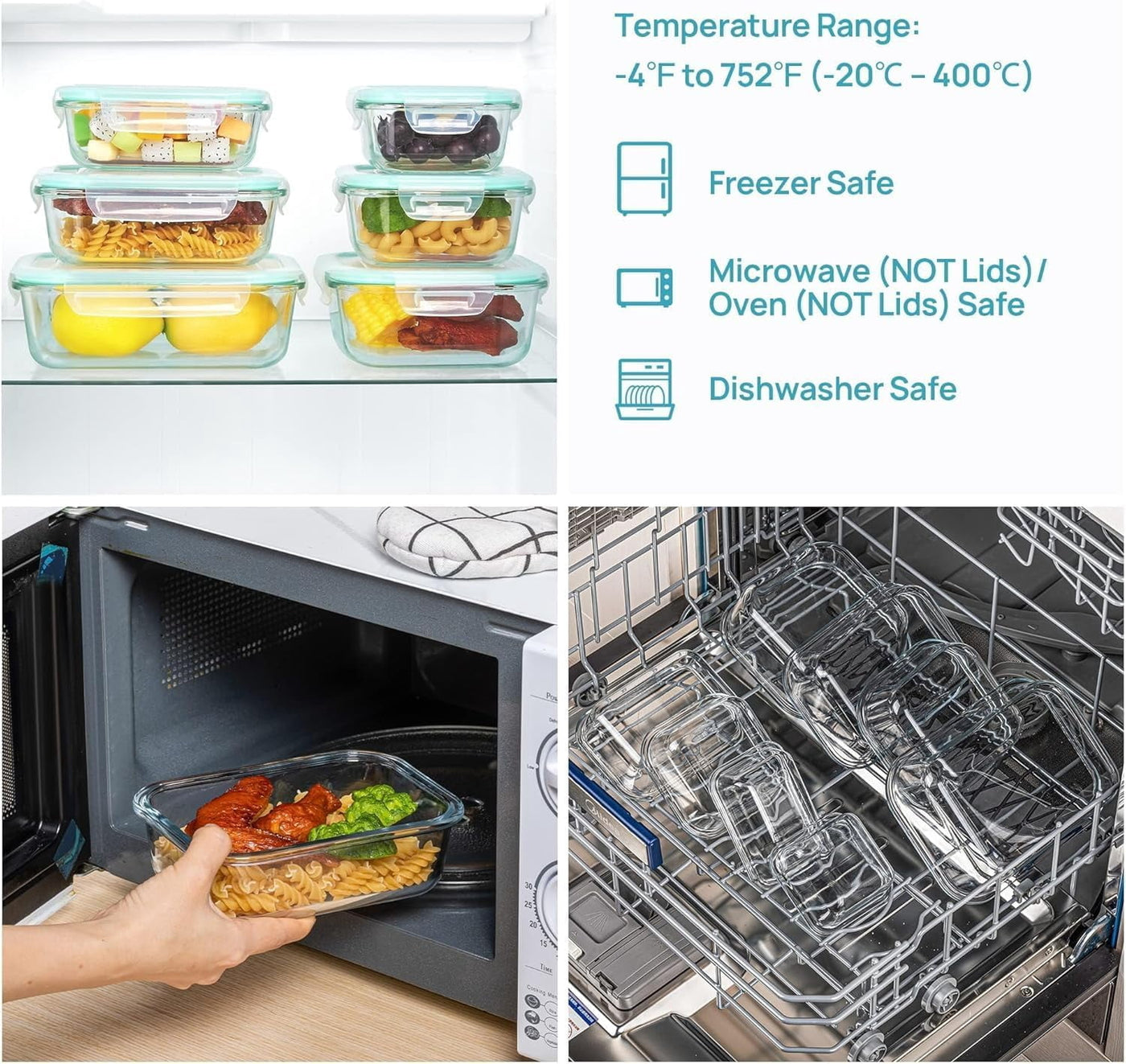 8-Pack Glass Meal Prep Containers with Airtight Lids, Meal Prep Containers Glass, Lunch Office Meal for Microwave, Oven, Freezer and Dishwasher