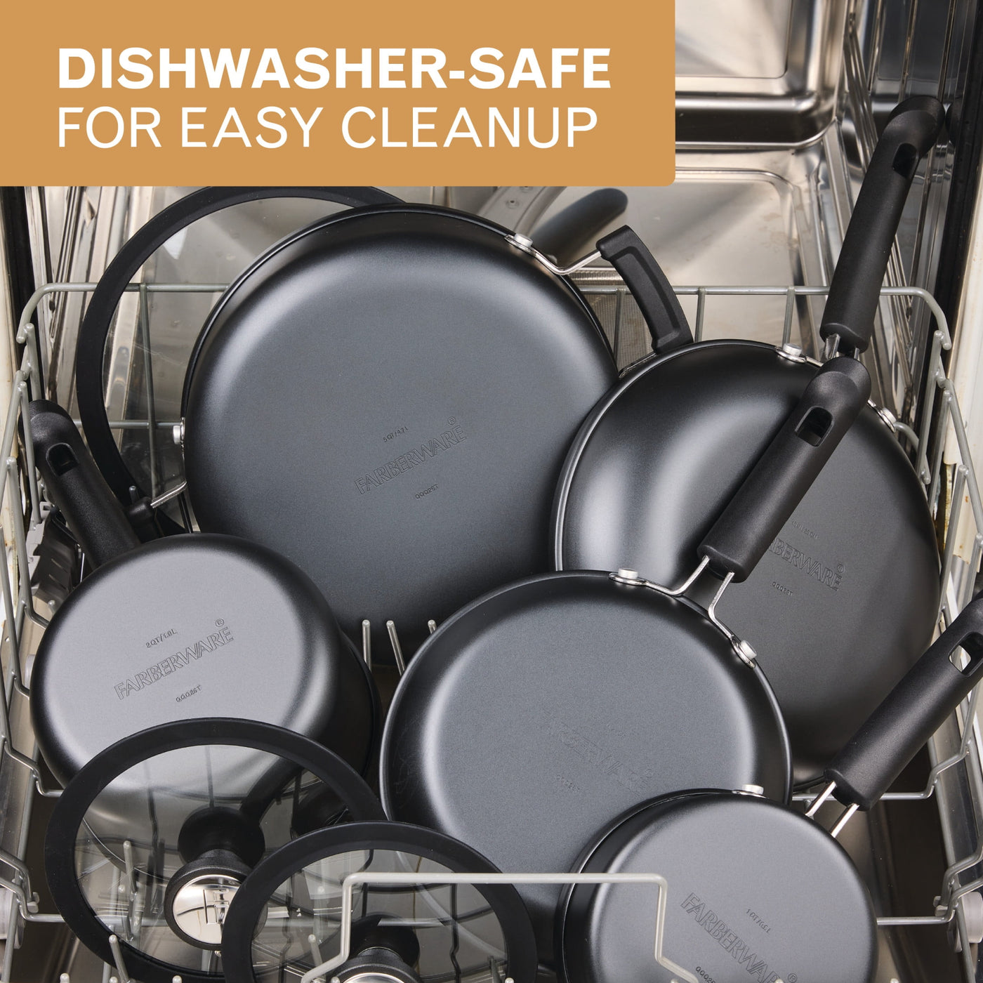 2-Piece Nonstick Frying Pan Set, Dishwasher and Oven Safe, Black, for Frying, Boiling and Everyday Home Cooking