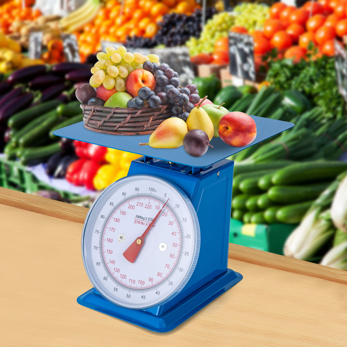 220-Lbs Heavy-duty Industrial Spring Scale, Mechanical Food Scales, Kitchen Weighing Dial Scale with Iron Platform